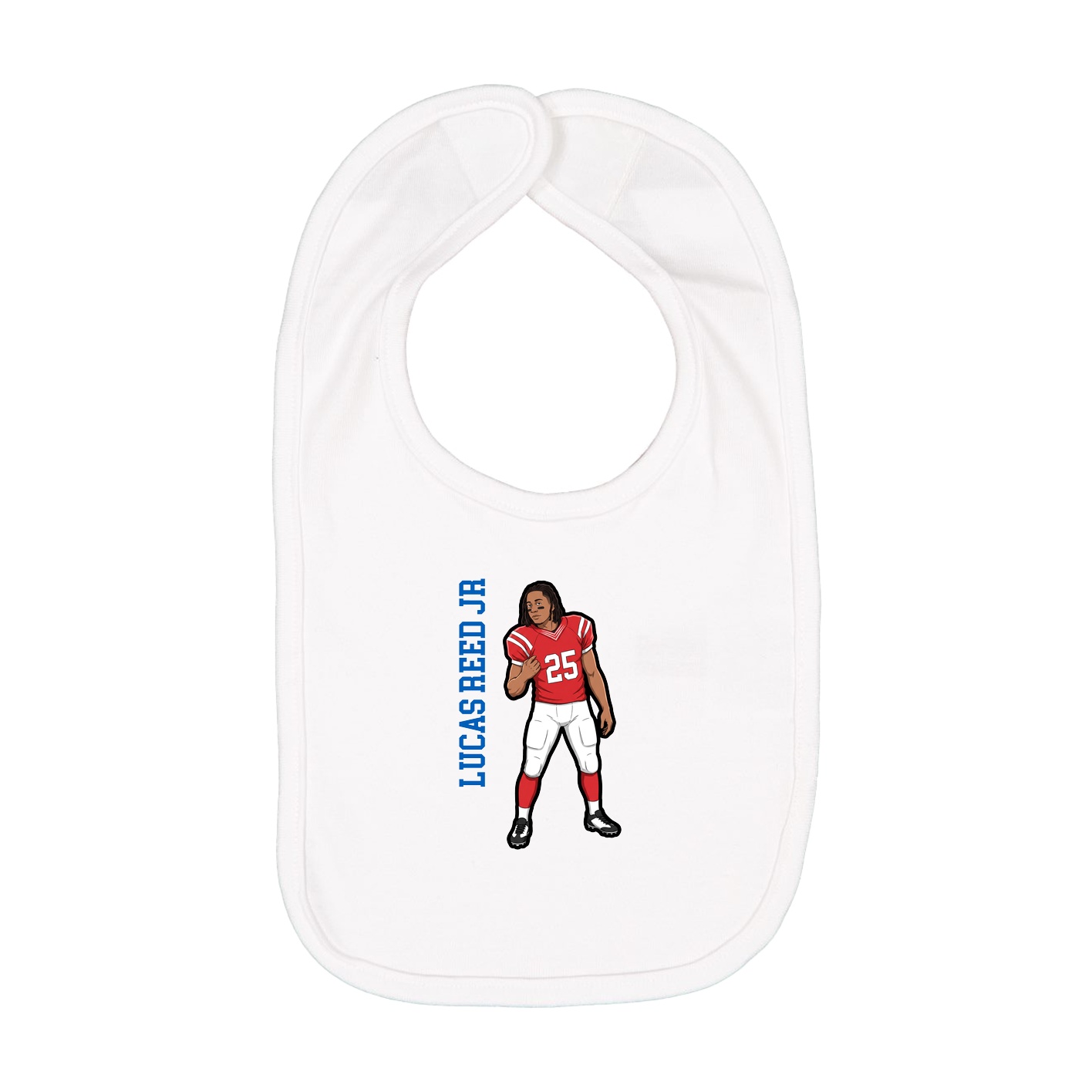 Infant Bib — Name Vertical in White