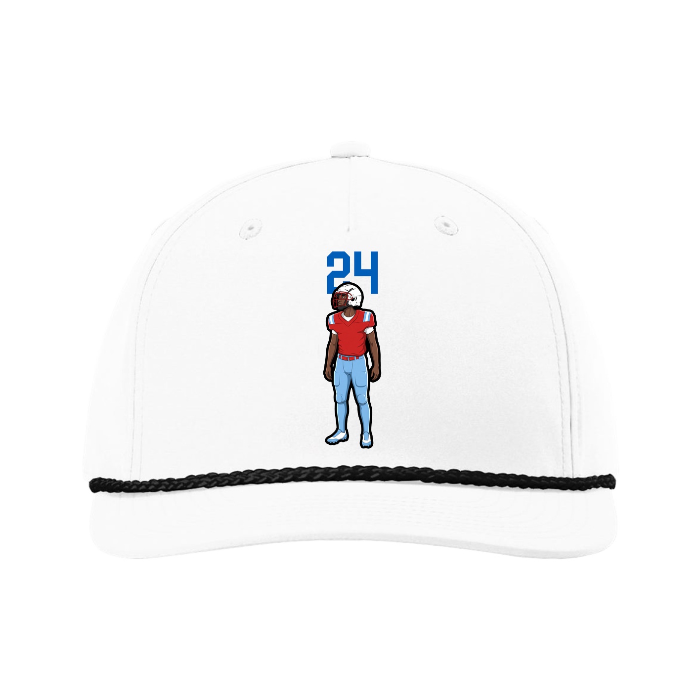 Five-Panel Classic Rope Cap — Number Top in White
