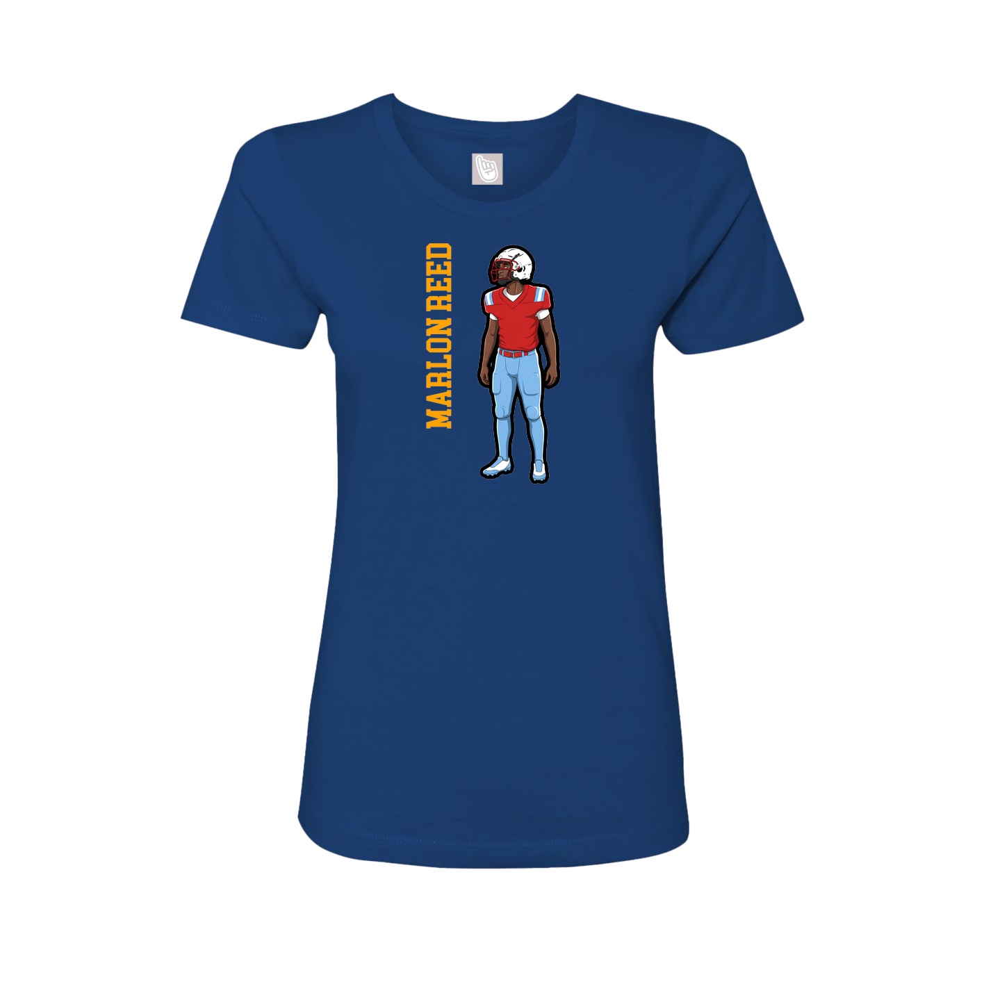 Fitted Women's Tee — Name Vertical in Royal