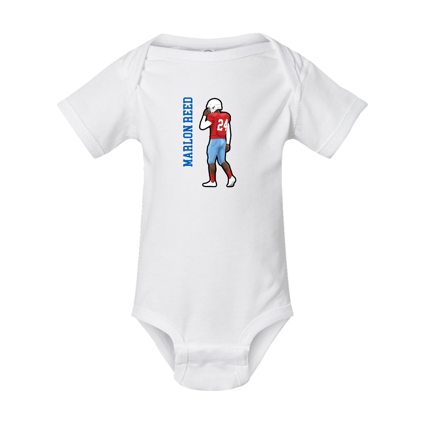 Baby Onesie — Name Vertical in White