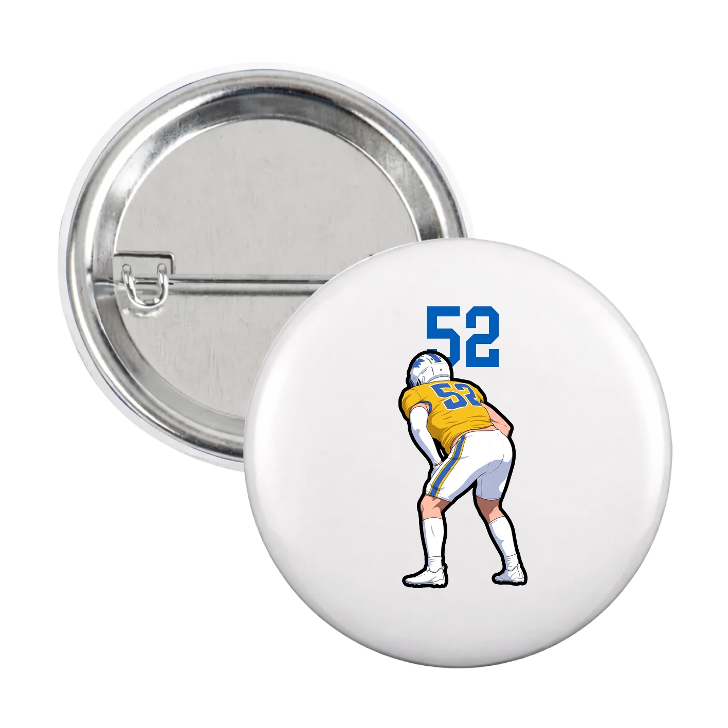 Game Day Button — Number Top in White