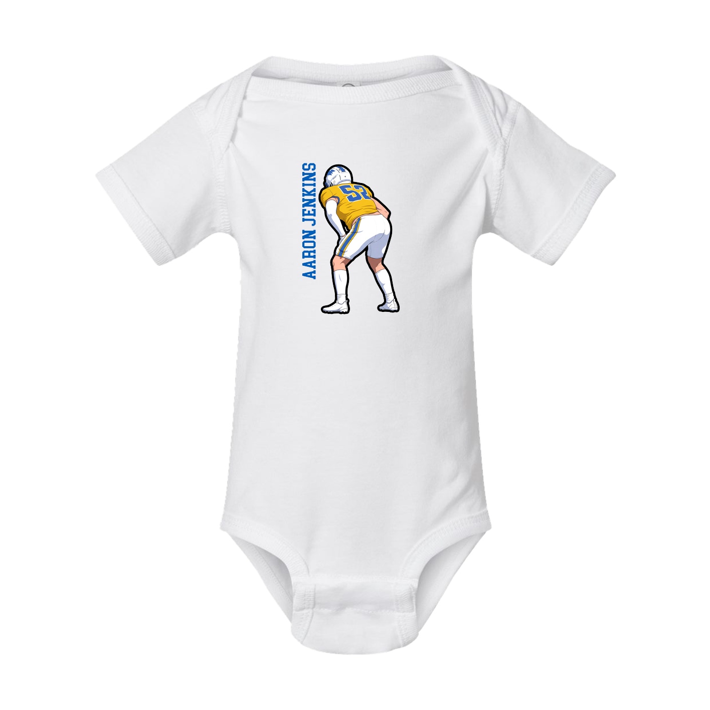 Baby Onesie — Name Vertical in White