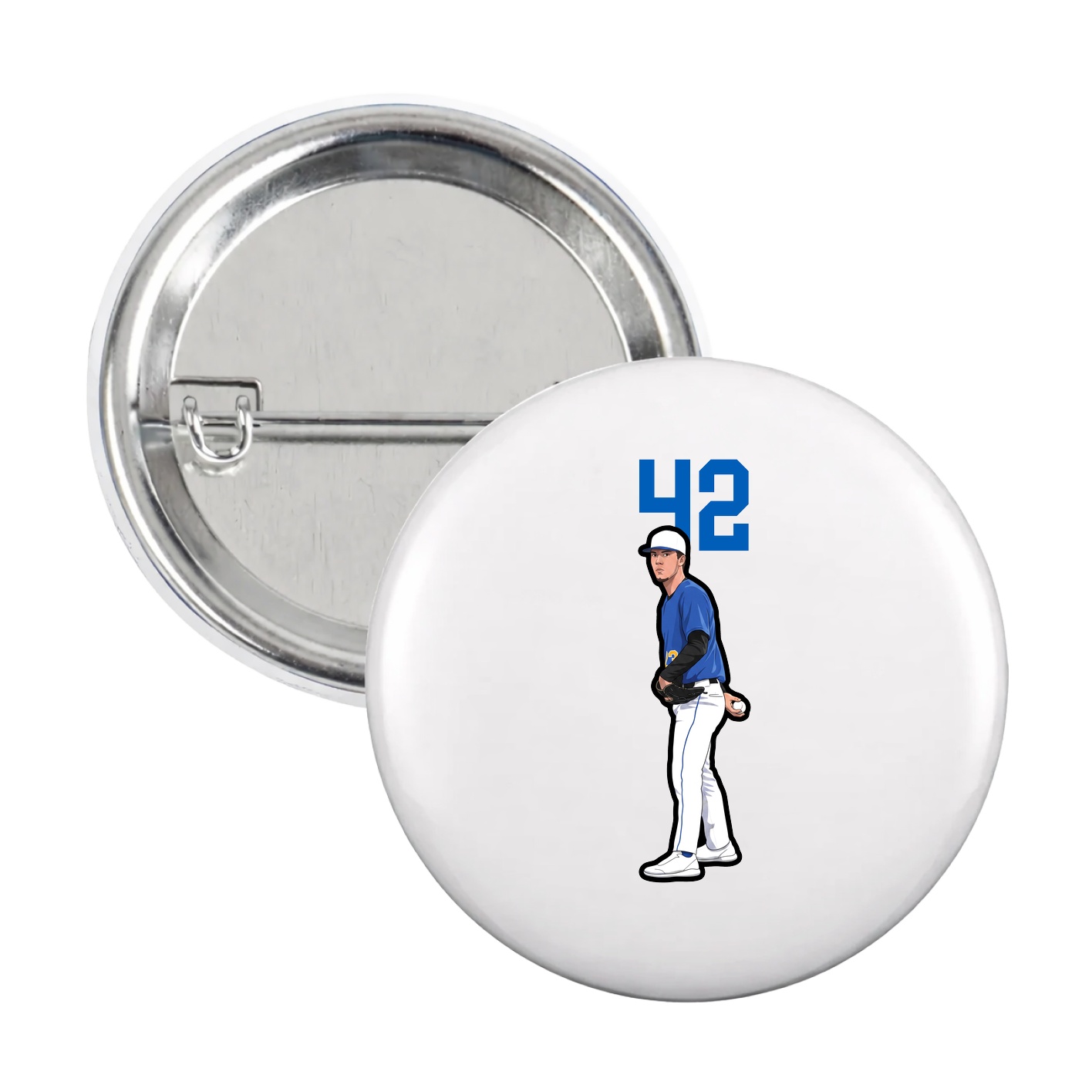 Game Day Button — Number Top in White