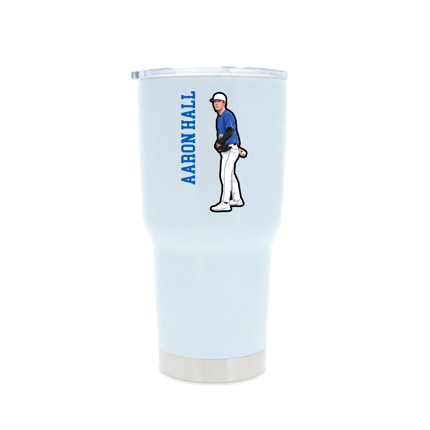 30oz Stainless Steel Tumbler — Name Vertical in White
