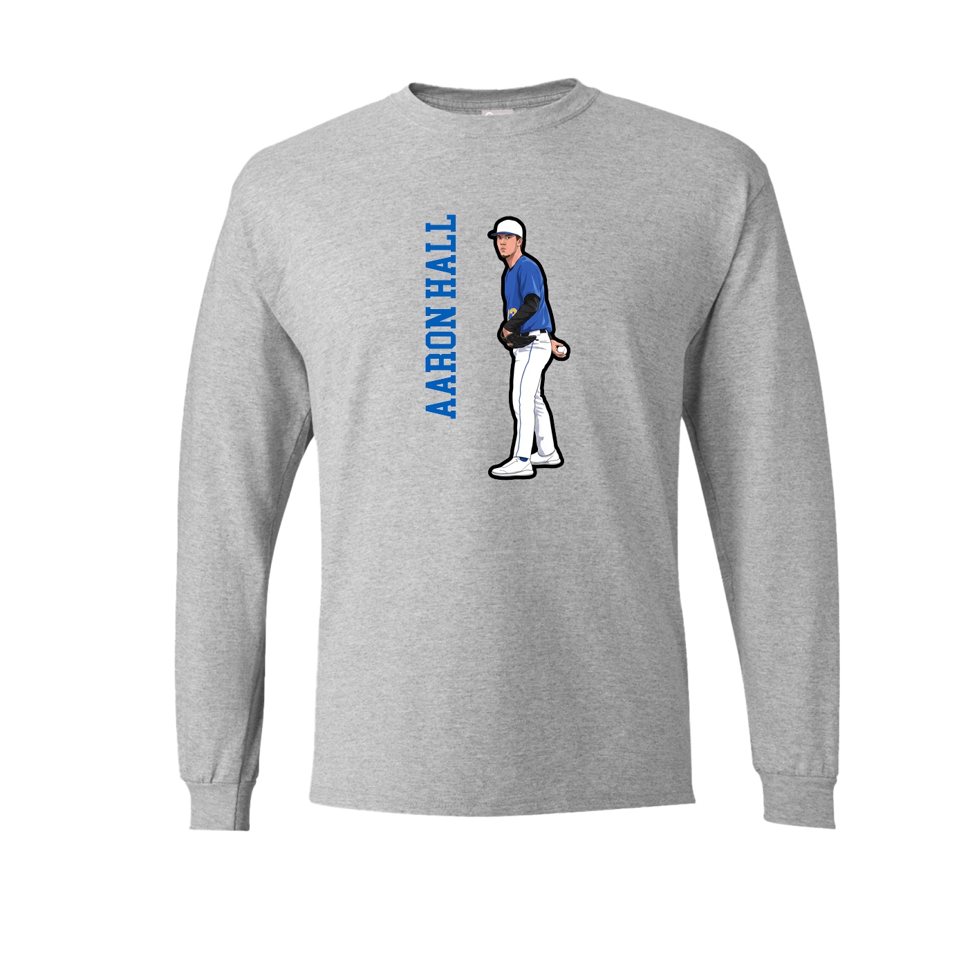 Long Sleeve Tee — Name Vertical in Grey
