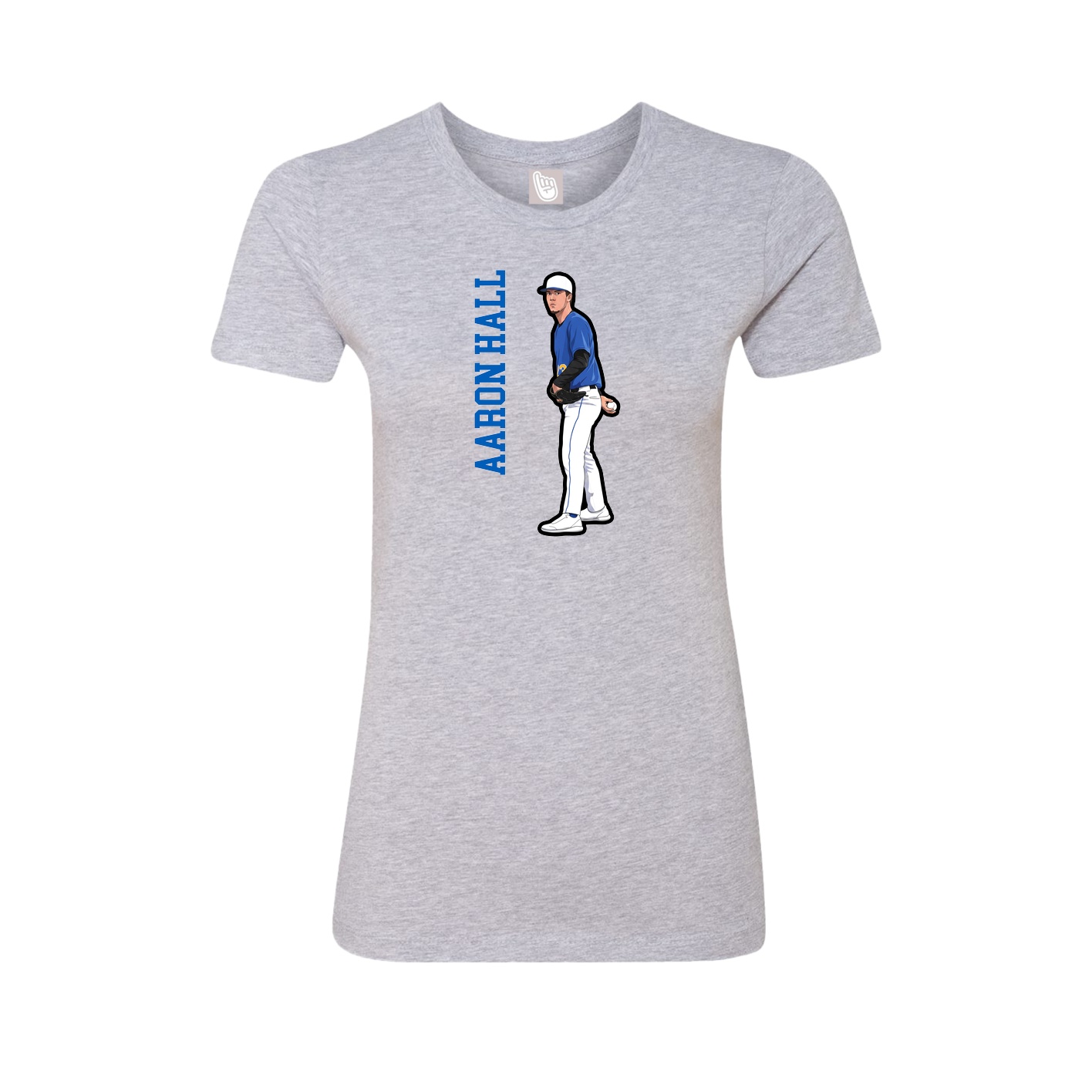 Fitted Women's Tee — Name Vertical in Grey