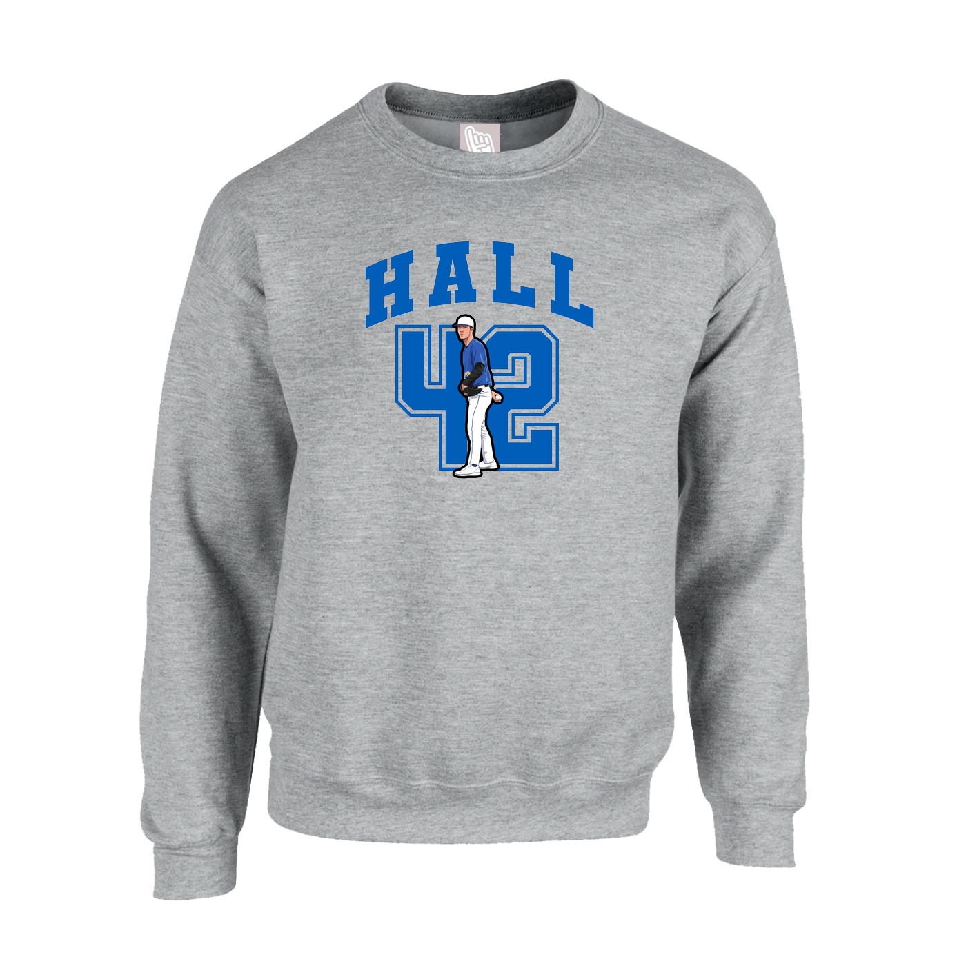 Fleece Crew — Number in Grey