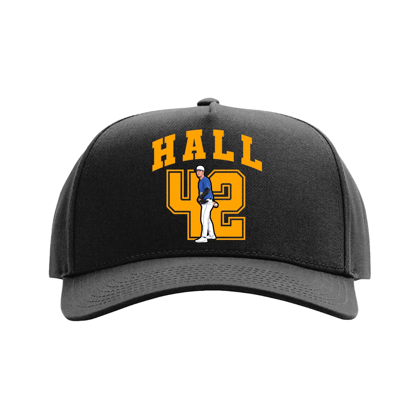 Full Fabric Five-Panel Champ Cap — Number in Black