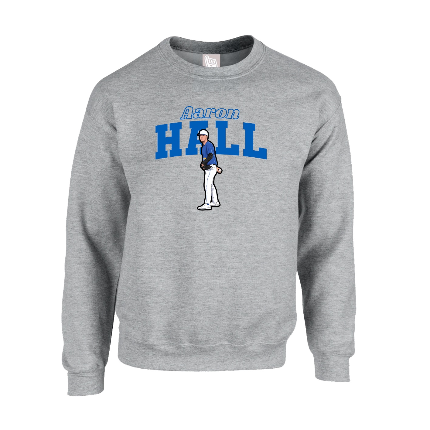 Fleece Crew — Name Arch in Grey
