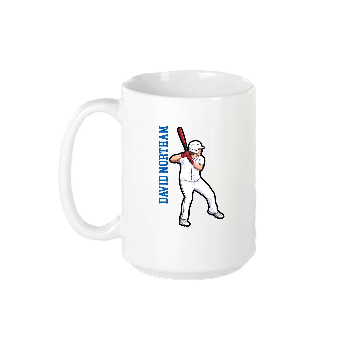 15oz Coffee Mug — Name Vertical in White