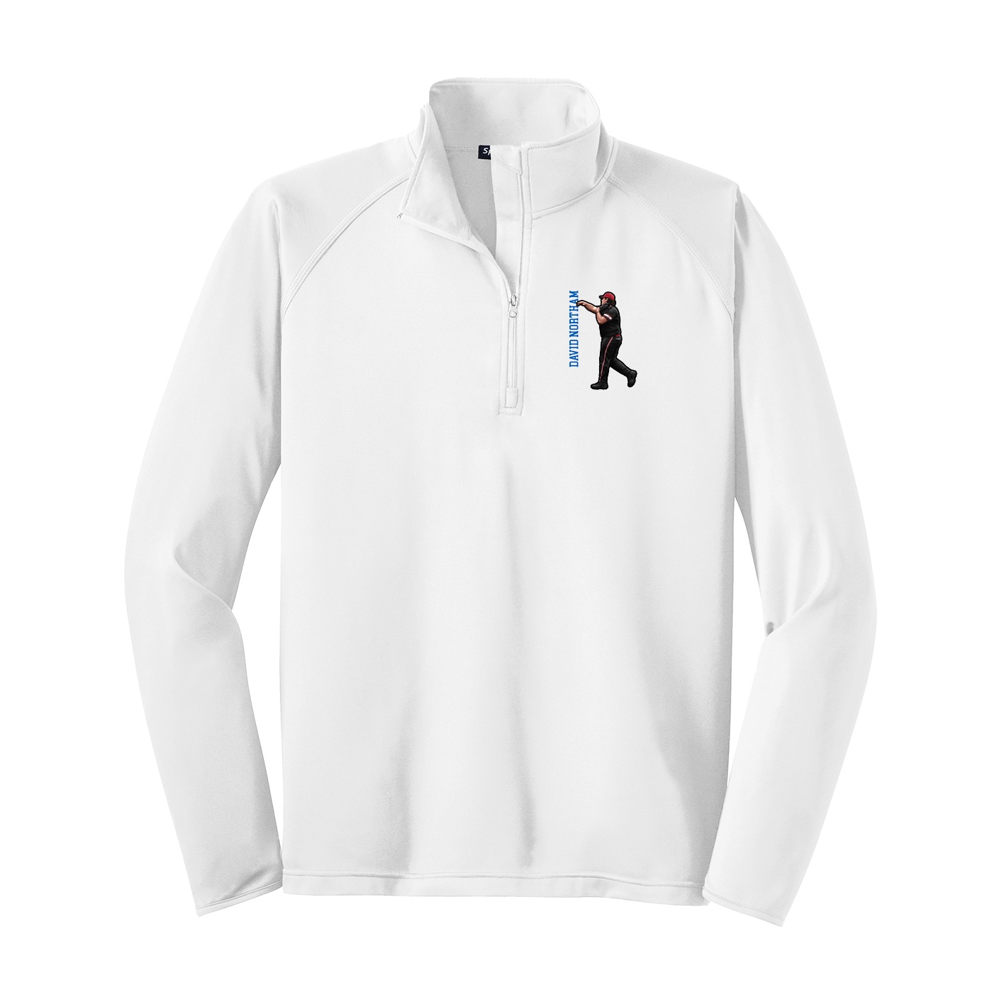 Q-Zip Pullover — Name Vertical in White