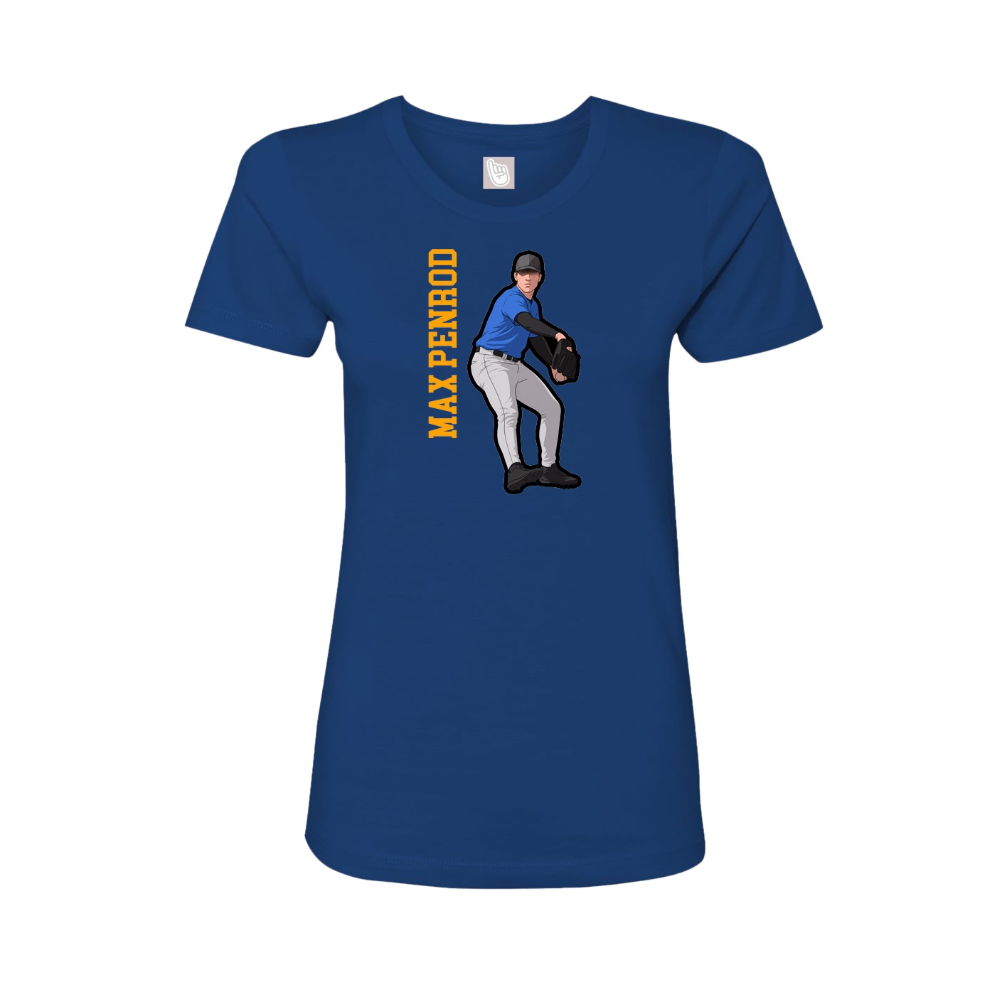 Fitted Women's Tee — Name Vertical in Royal