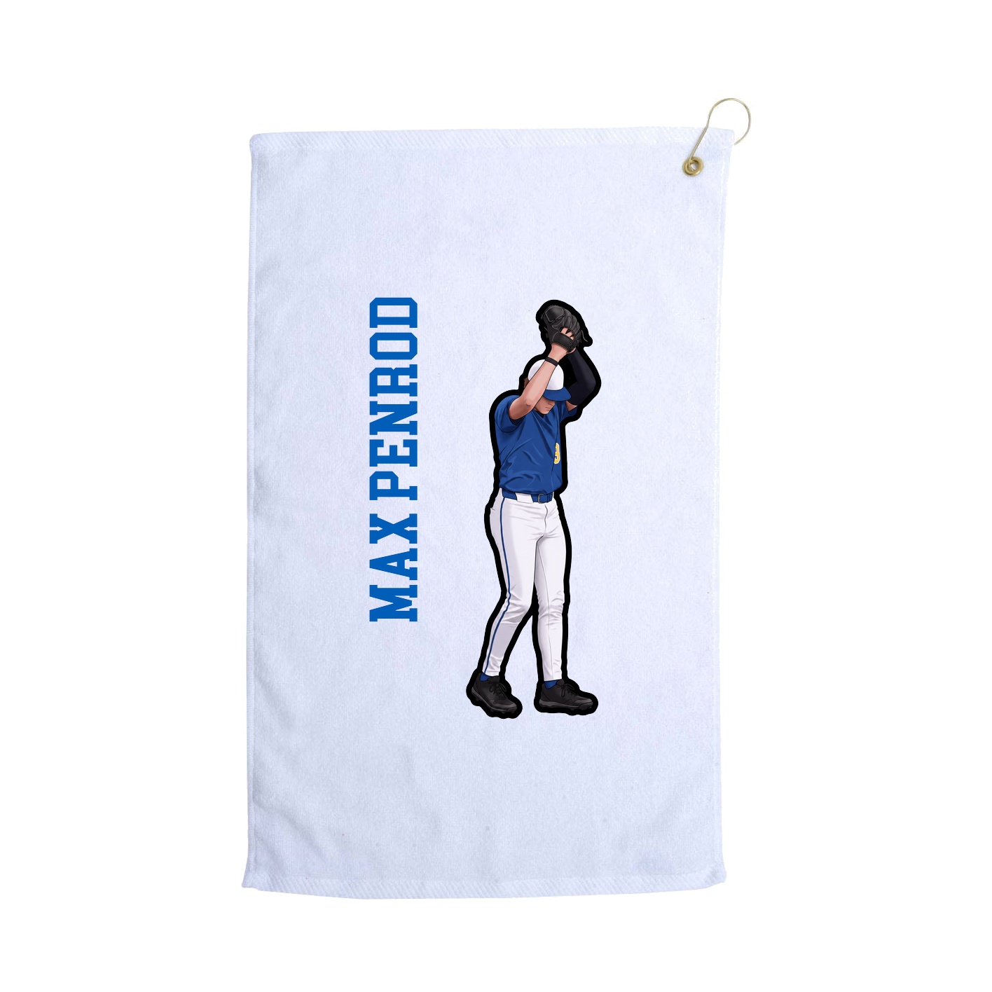 Golf Towel — Name Vertical in White