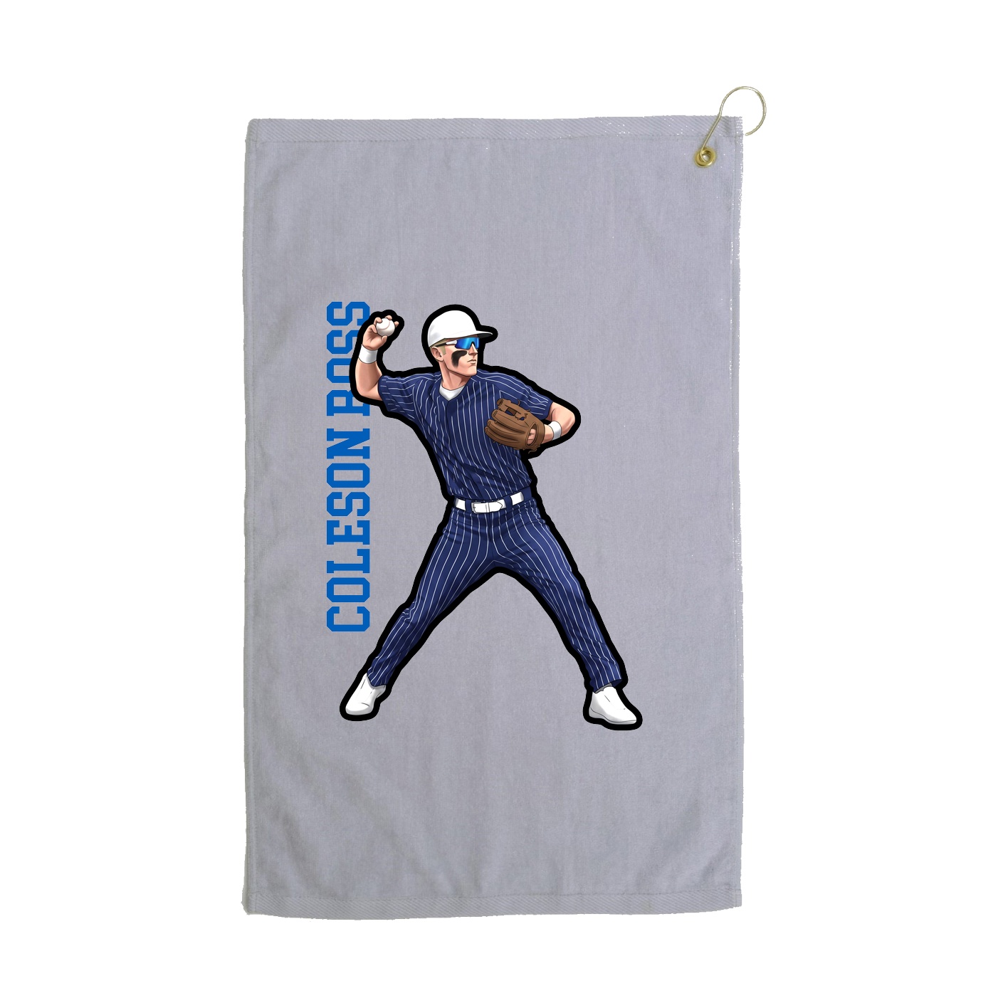 Golf Towel — Name Vertical in Grey