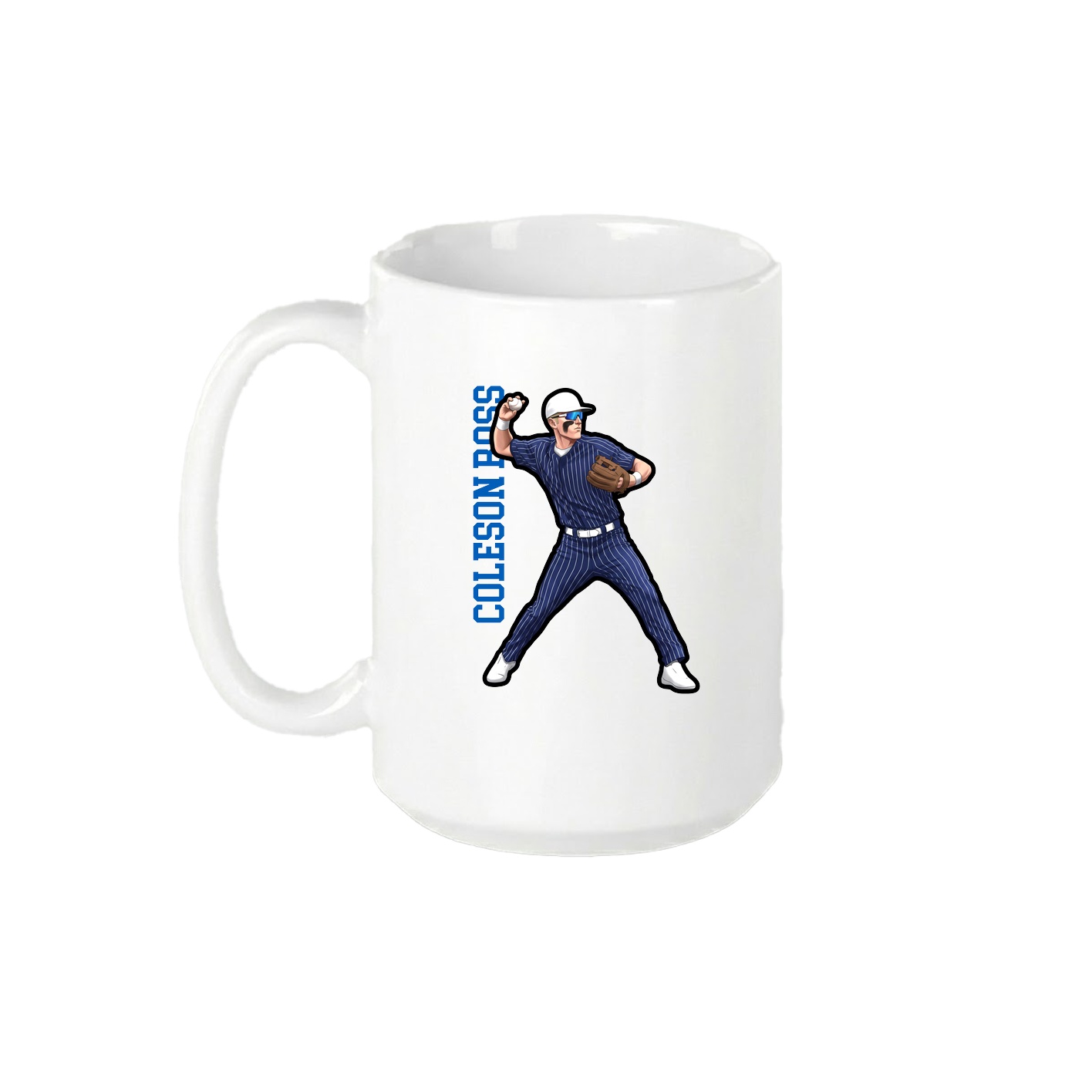 15oz Coffee Mug — Name Vertical in White