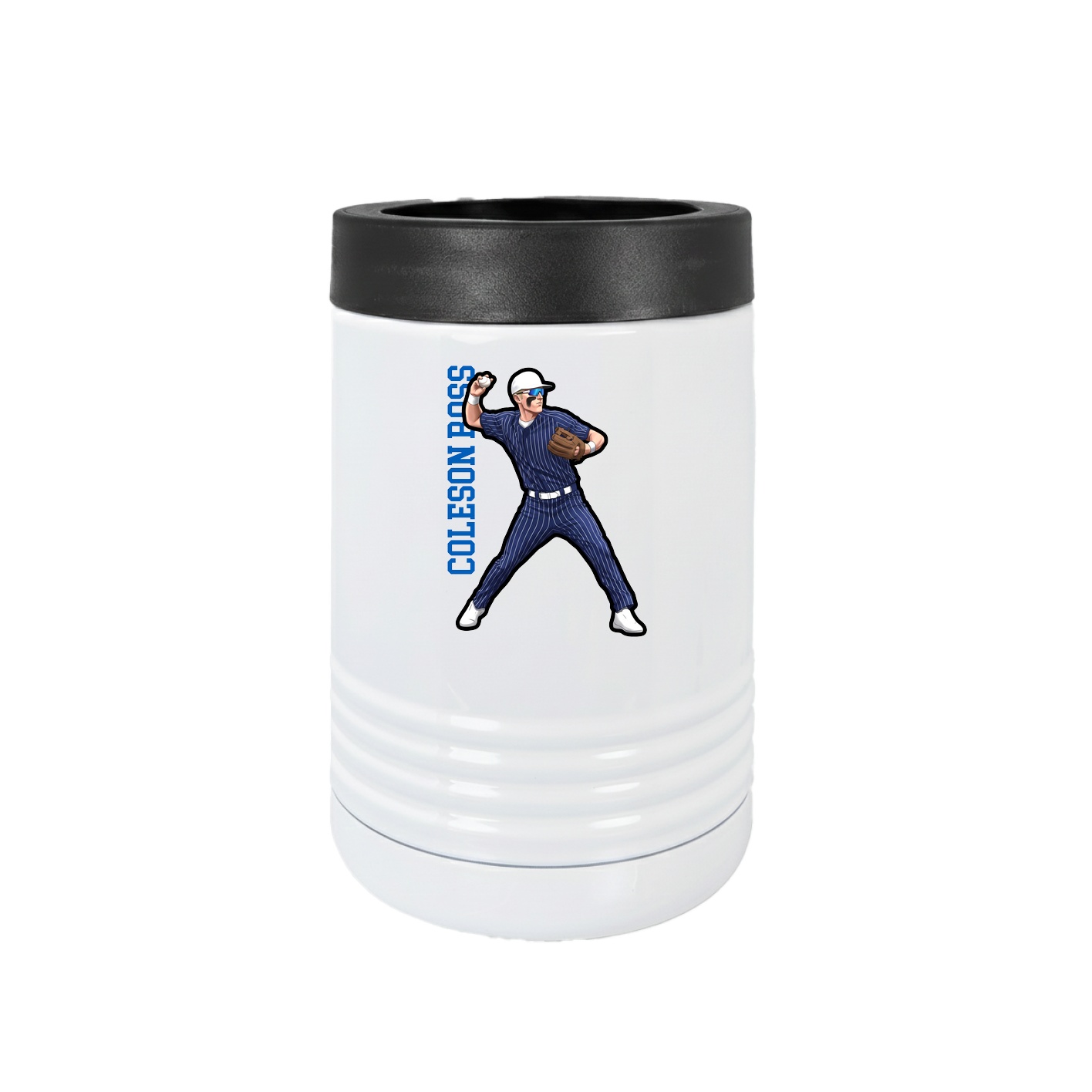 Beverage Holder — Name Vertical in White