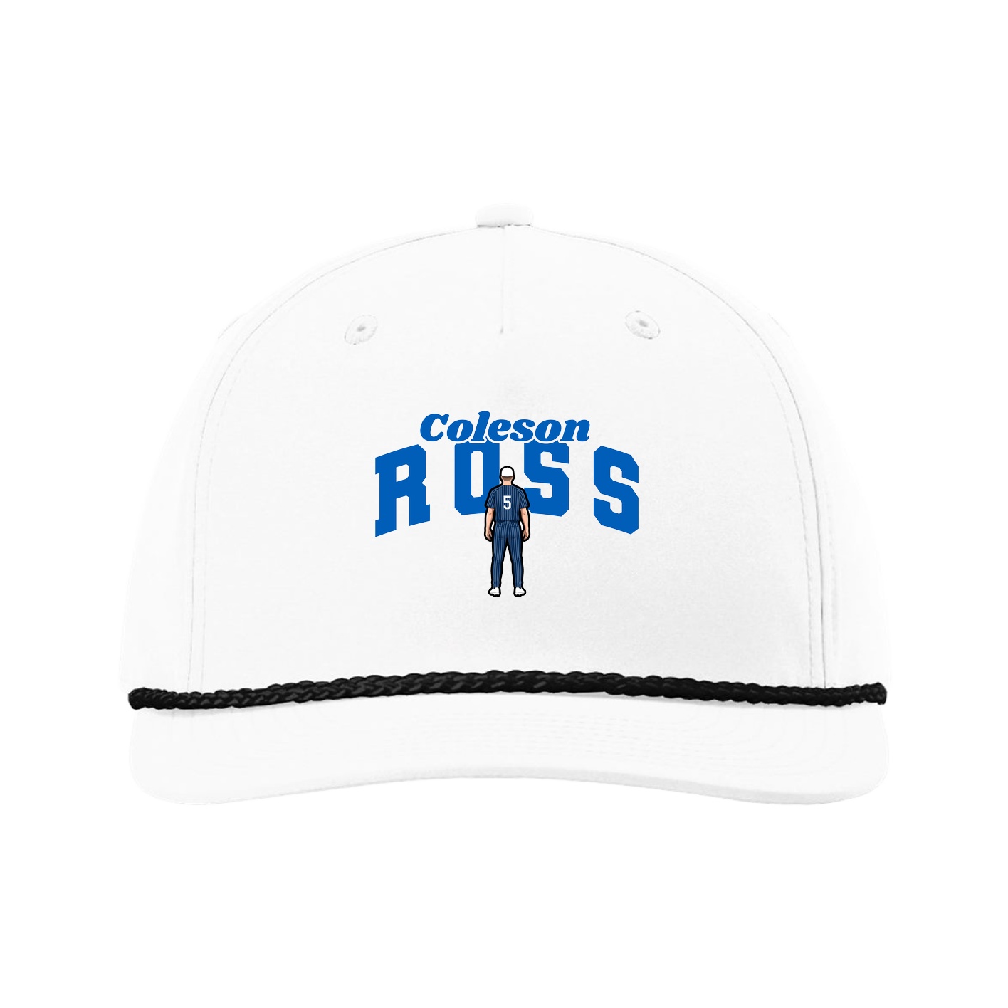 Five-Panel Classic Rope Cap — Signature Arch in White