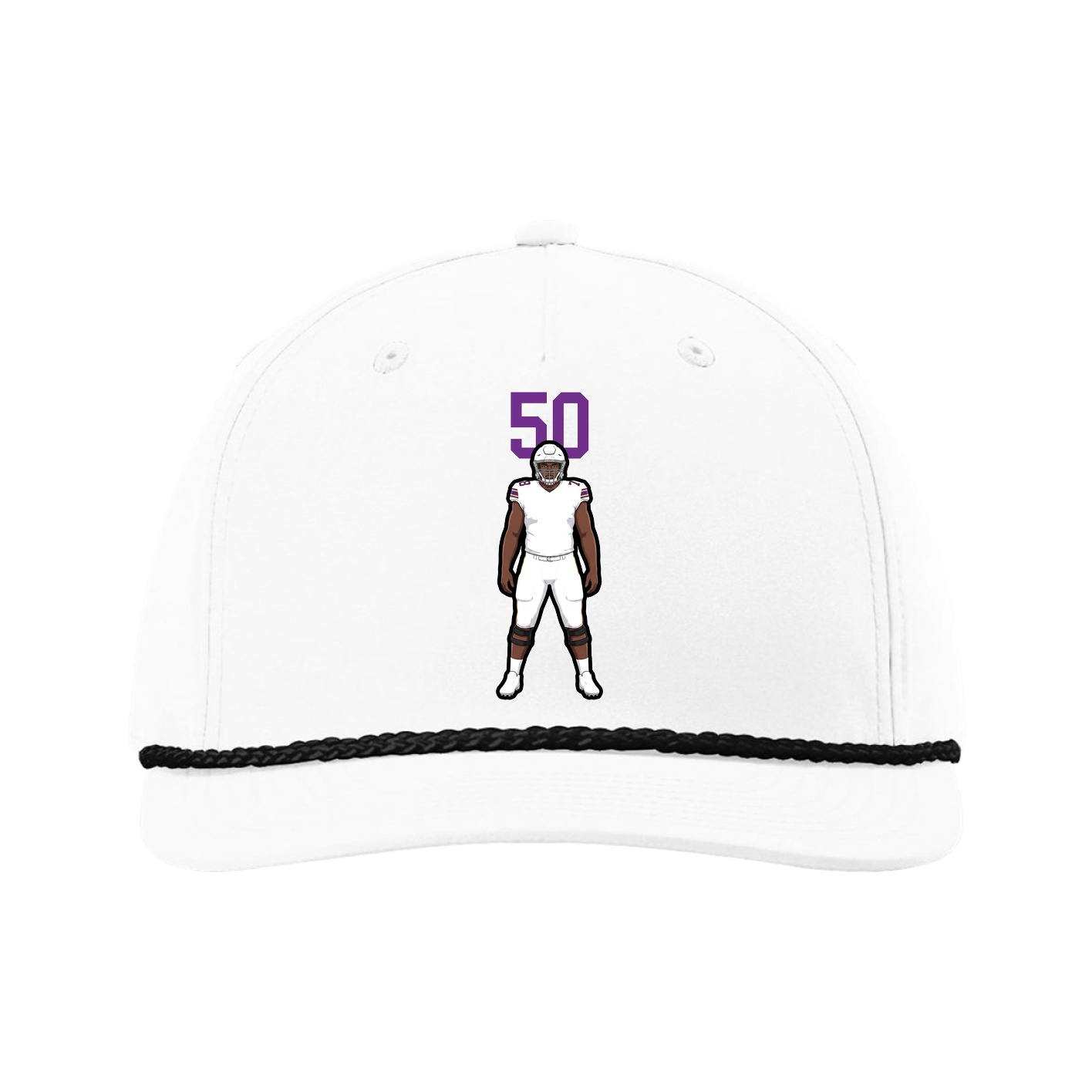 Five-Panel Classic Rope Cap — Number Top in White