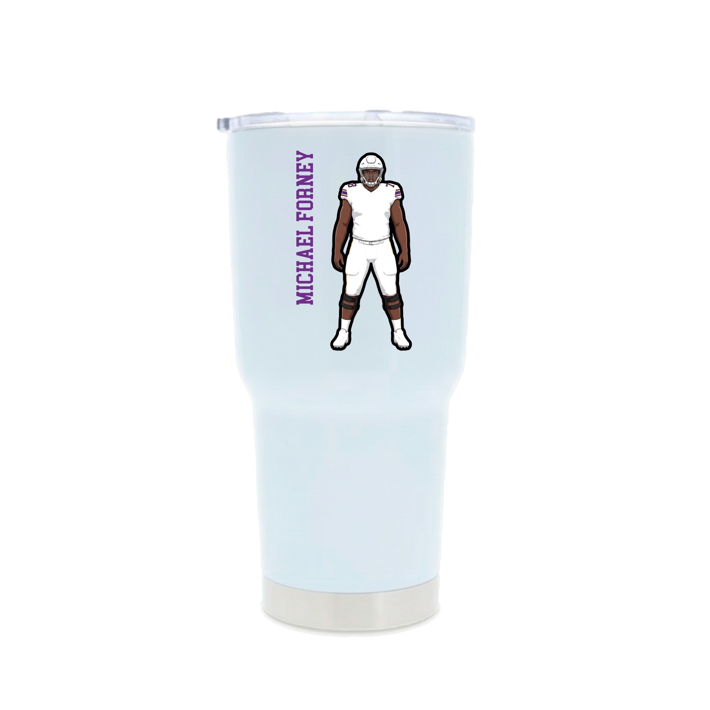 30oz Stainless Steel Tumbler — Name Vertical in White