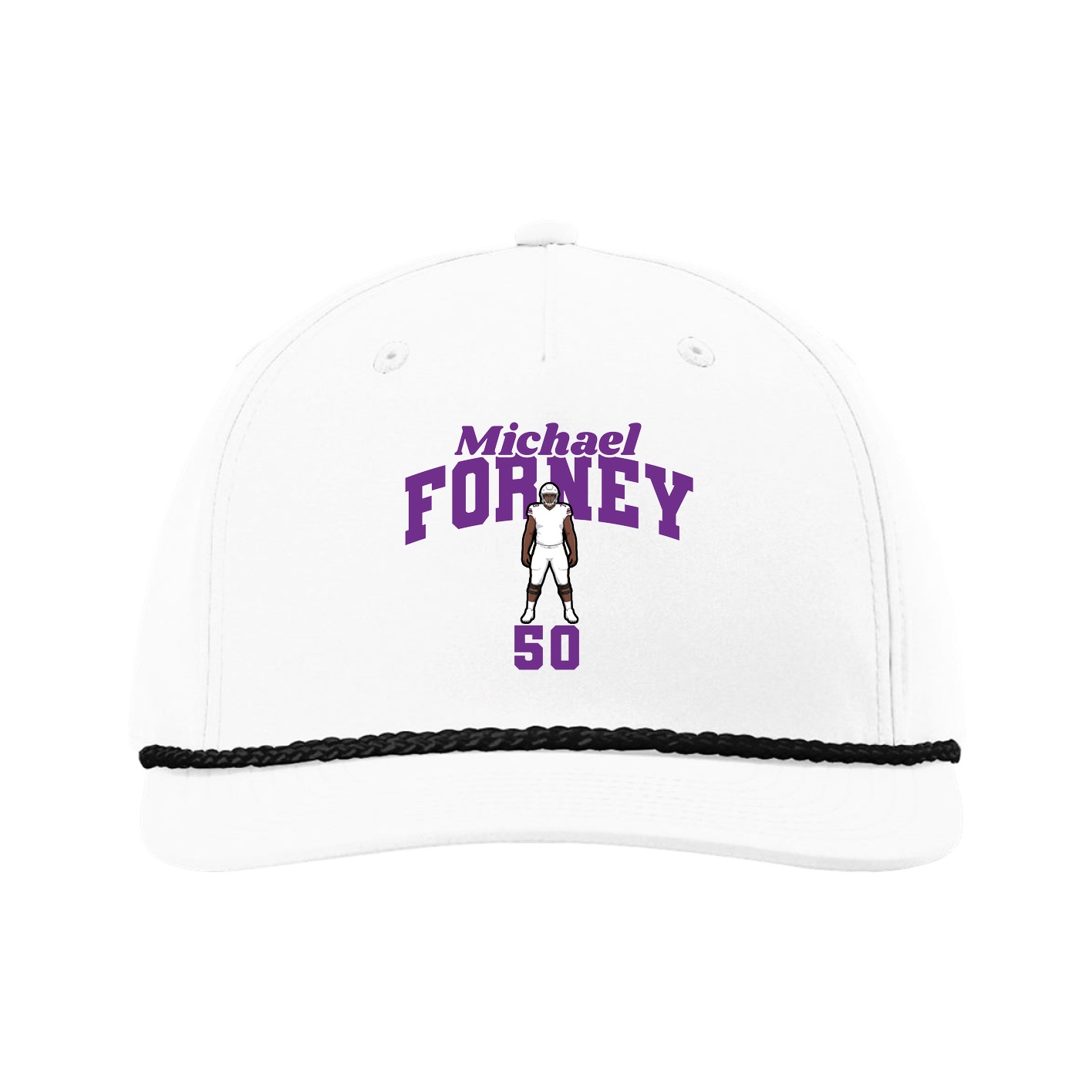 Five-Panel Classic Rope Cap — Signature Arch in White