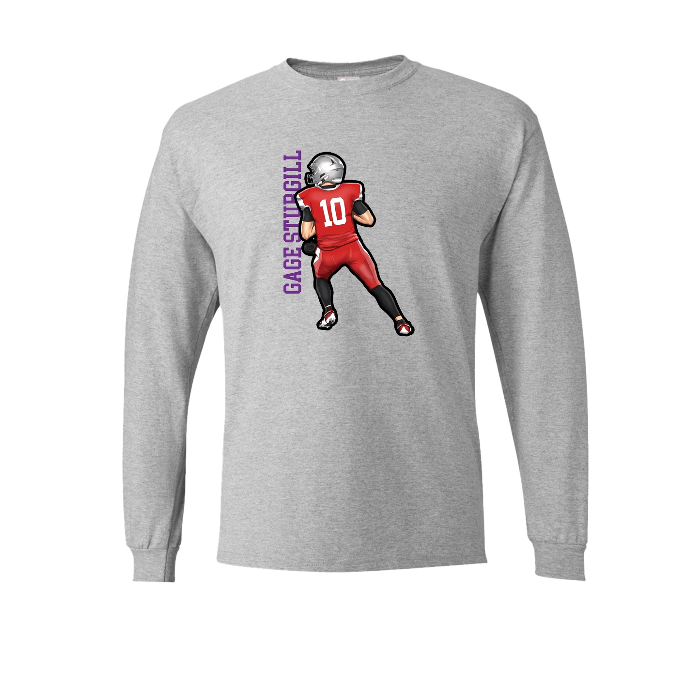 Long Sleeve Tee — Name Vertical in Grey