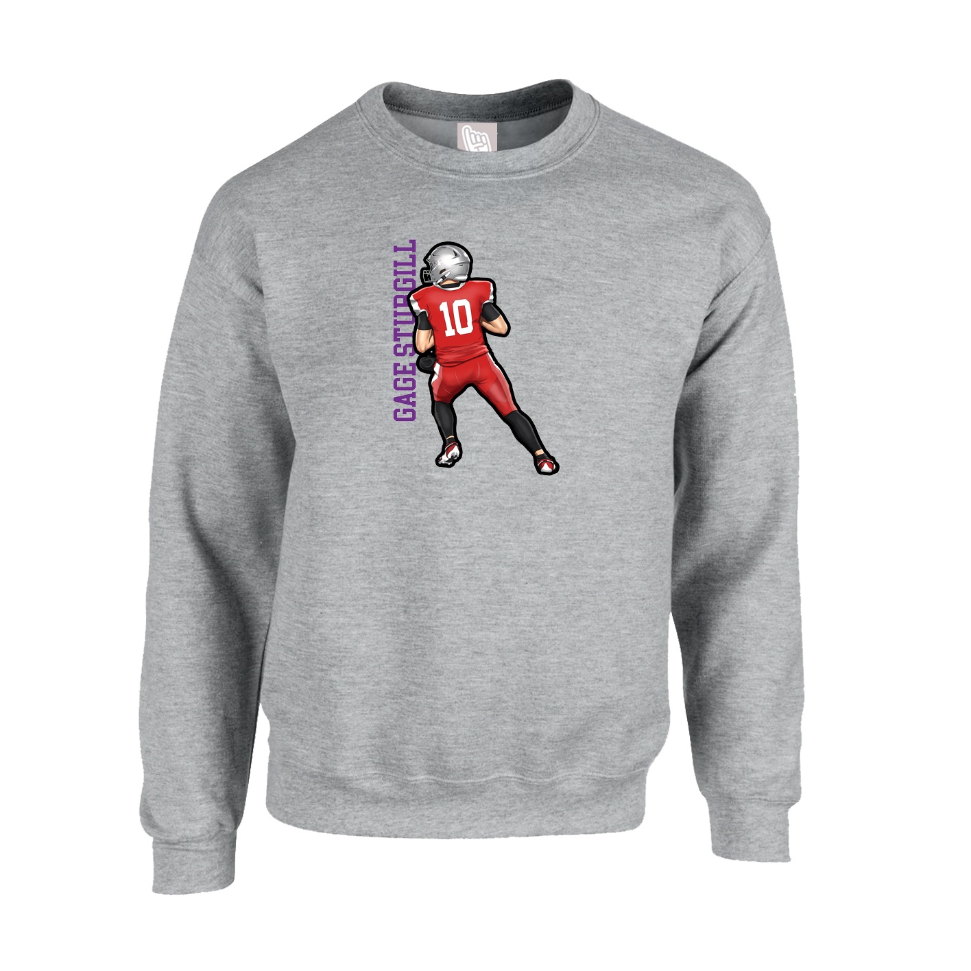 Fleece Crew — Name Vertical in Grey