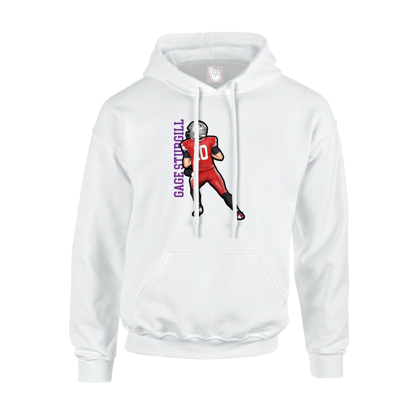 Youth Hoodie — Name Vertical in White