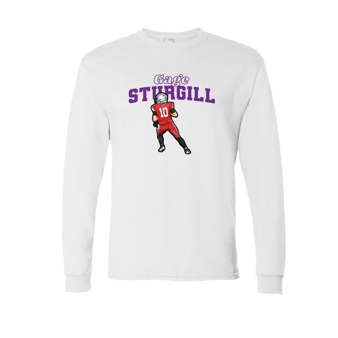 Long Sleeve Tee — Name Arch in White