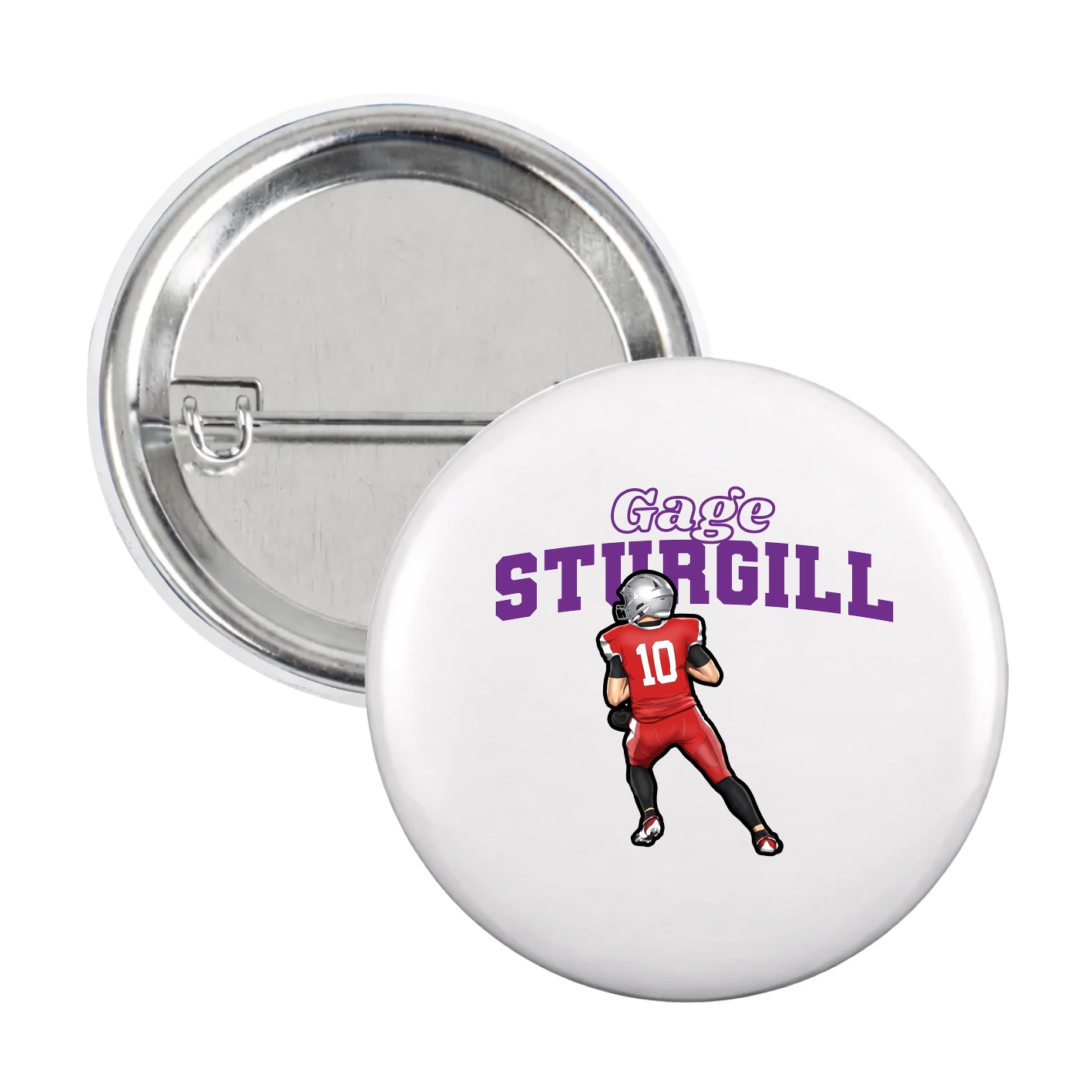 Game Day Button — Name Arch in White