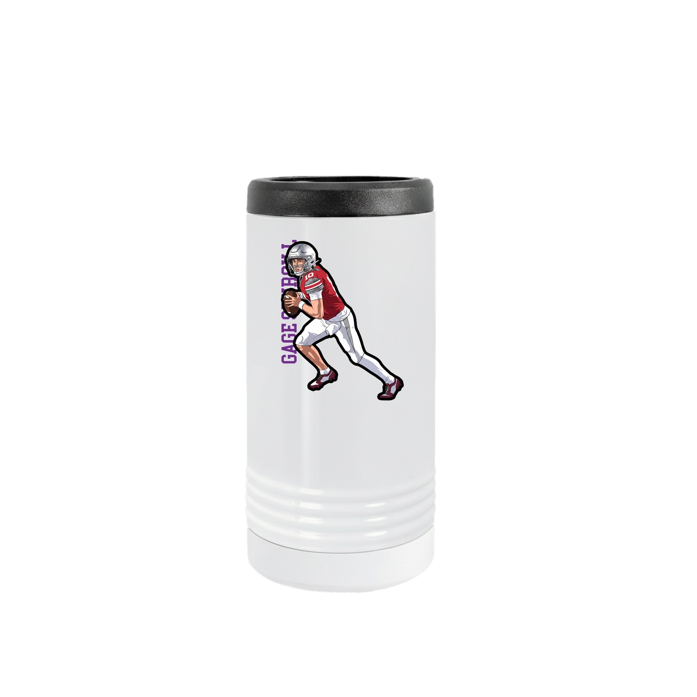 Slim Beverage Holder — Name Vertical in White