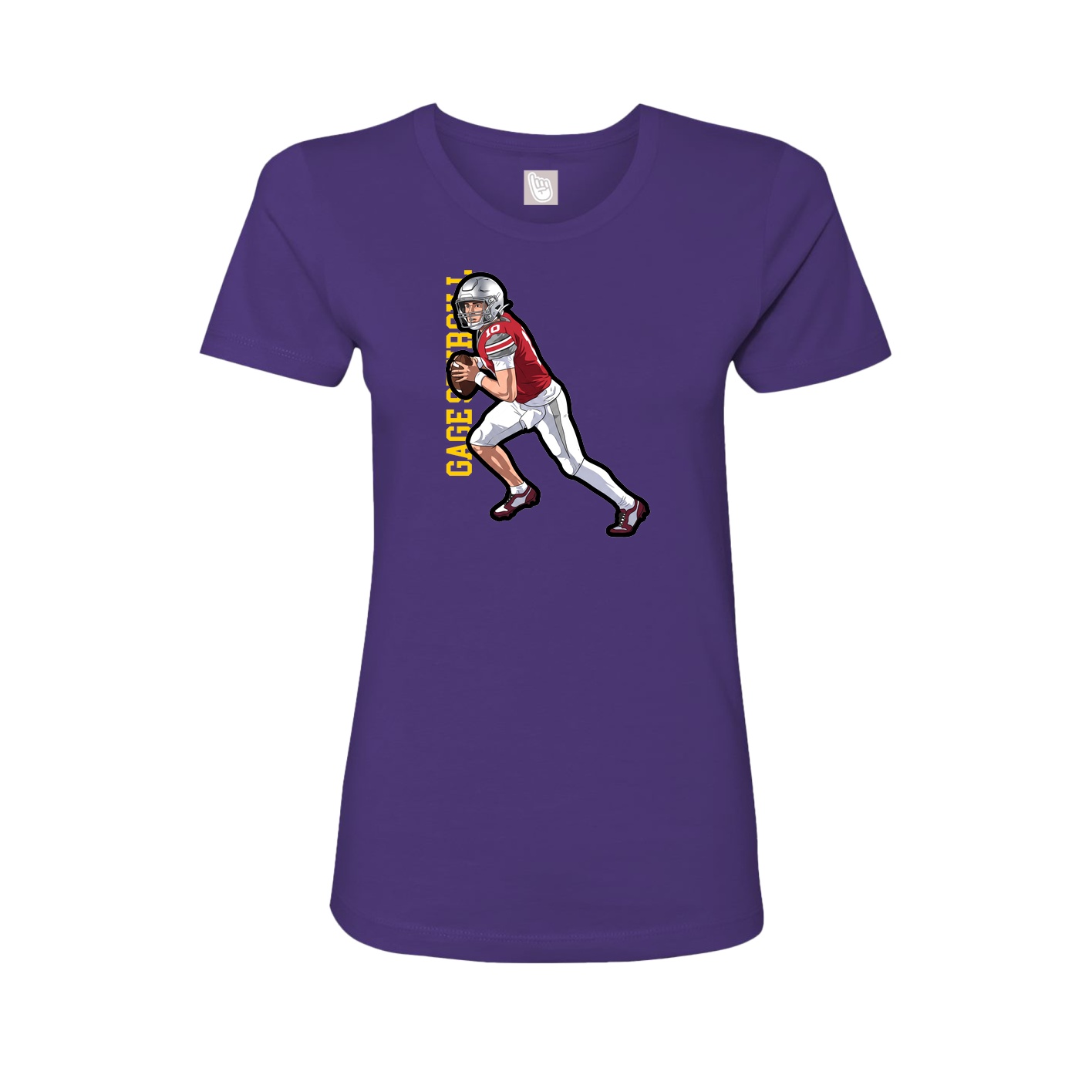 Fitted Women's Tee — Name Vertical in Purple