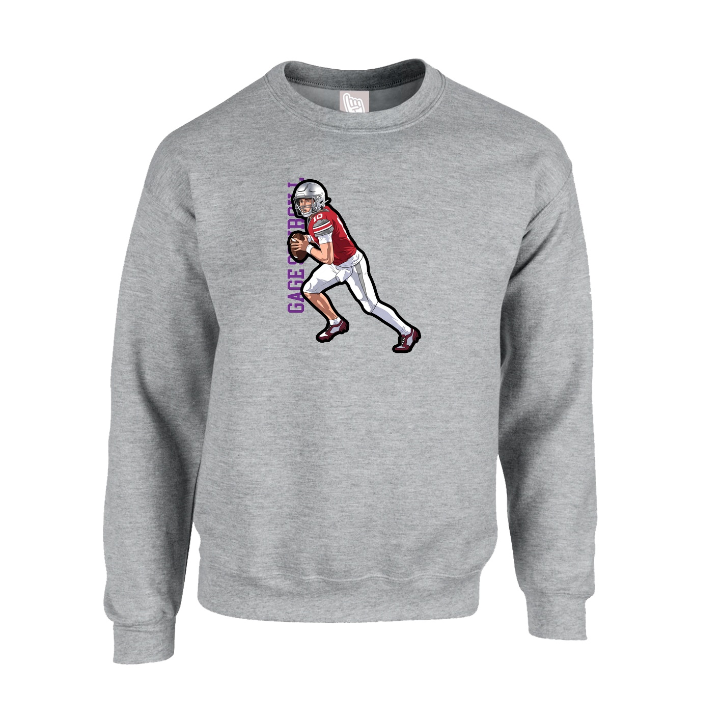 Fleece Crew — Name Vertical in Grey