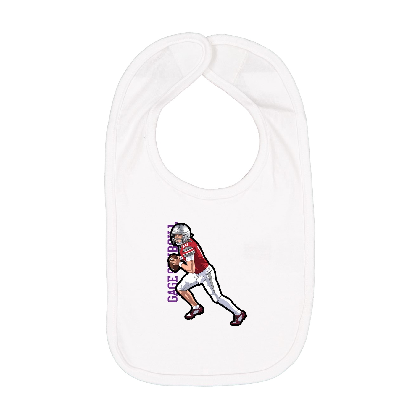 Infant Bib — Name Vertical in White