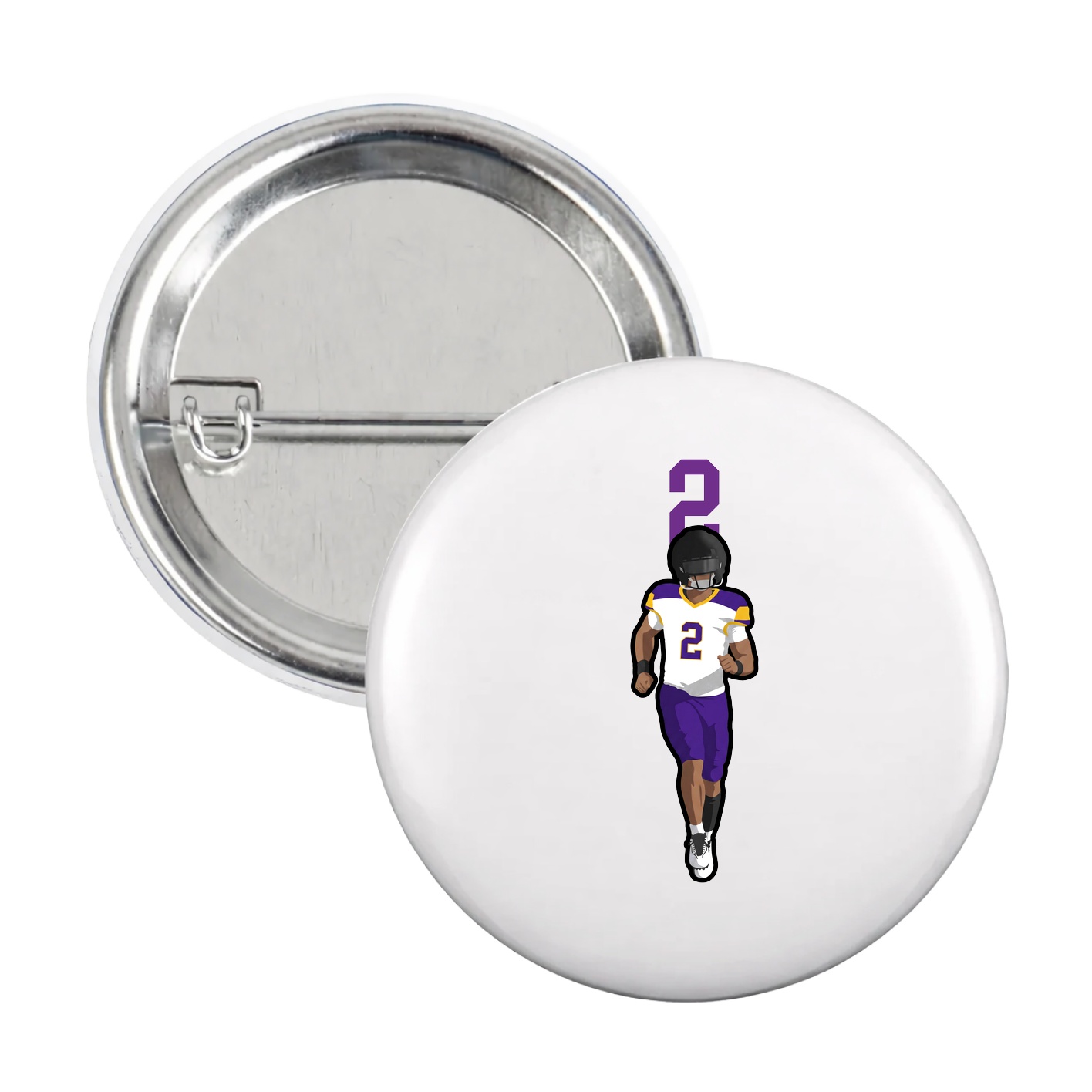 Game Day Button — Number Top in White