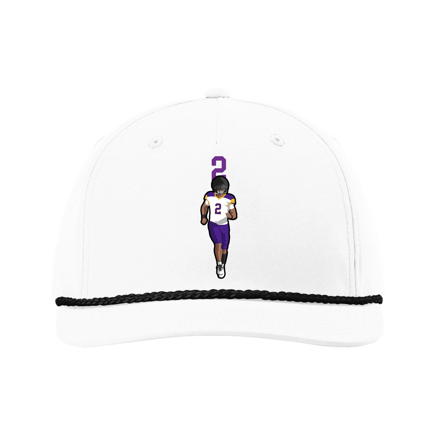 Five-Panel Classic Rope Cap — Number Top in White