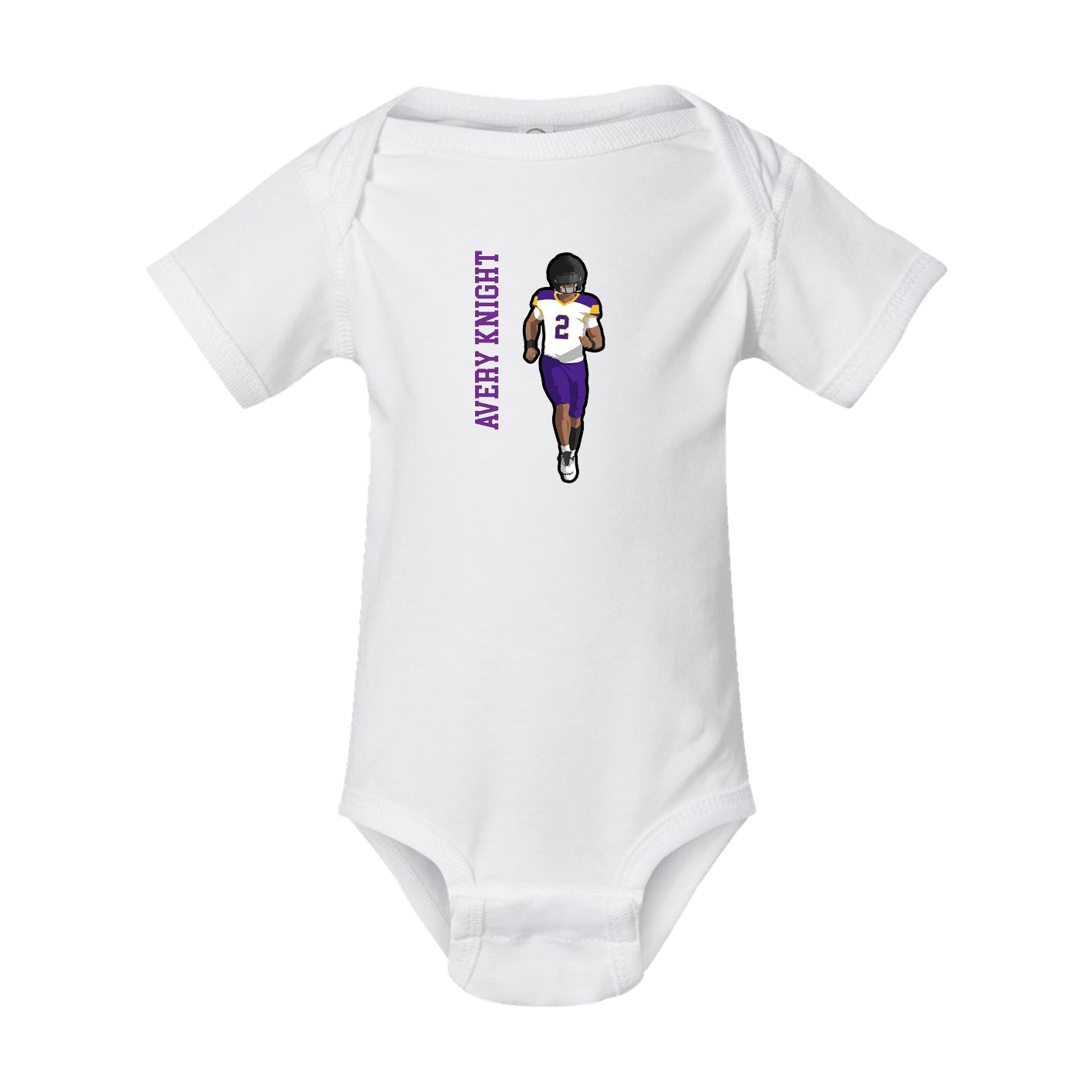 Baby Onesie — Name Vertical in White
