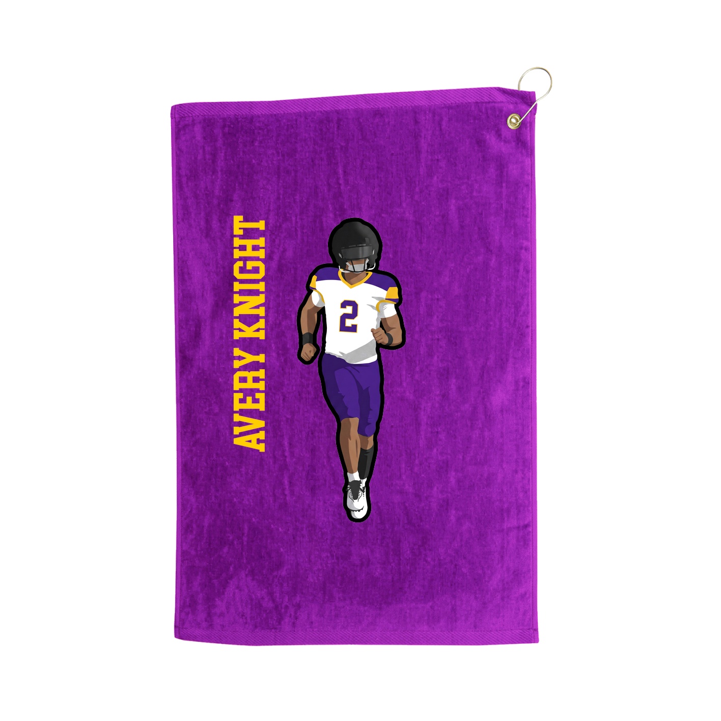 Golf Towel — Name Vertical in Purple