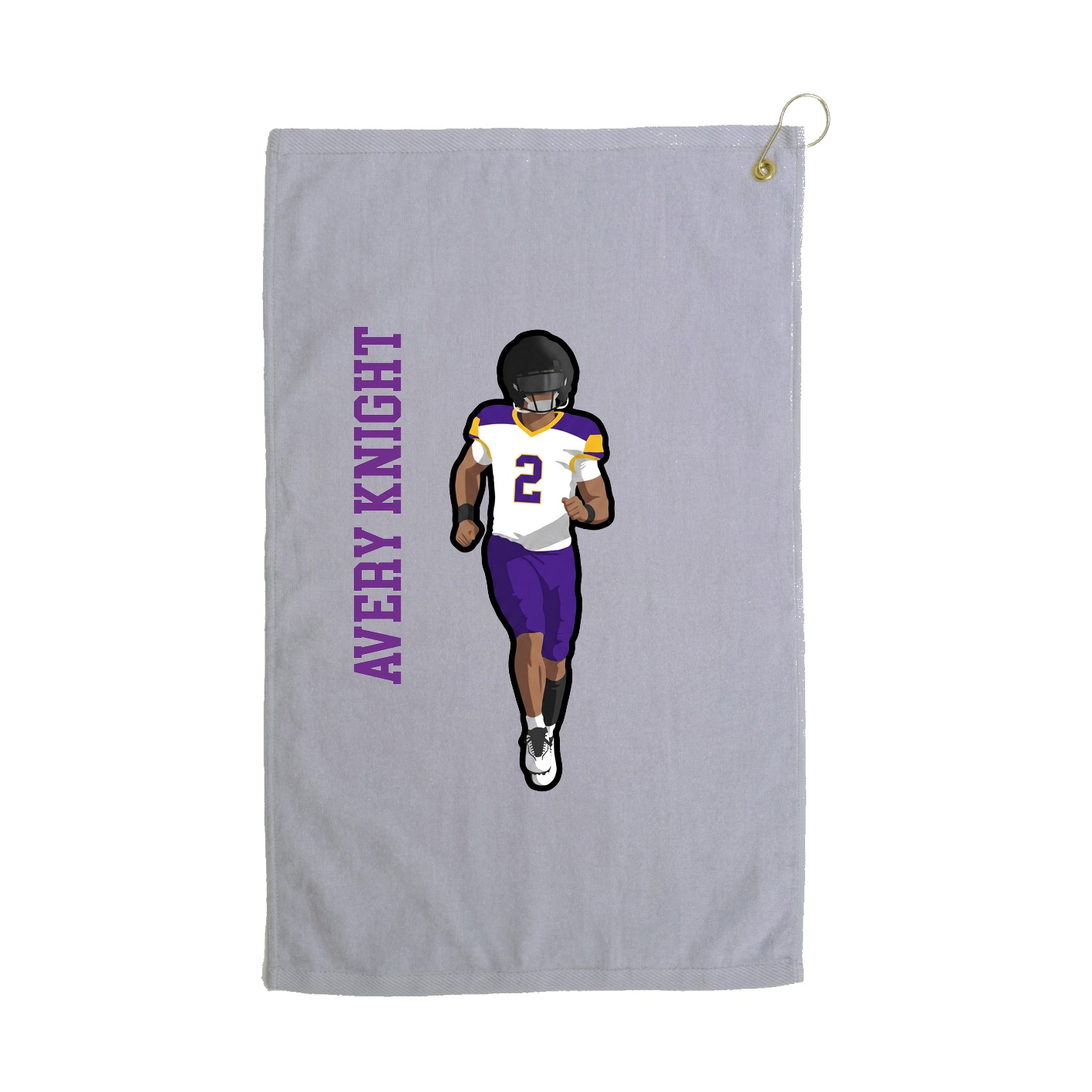 Golf Towel — Name Vertical in Grey