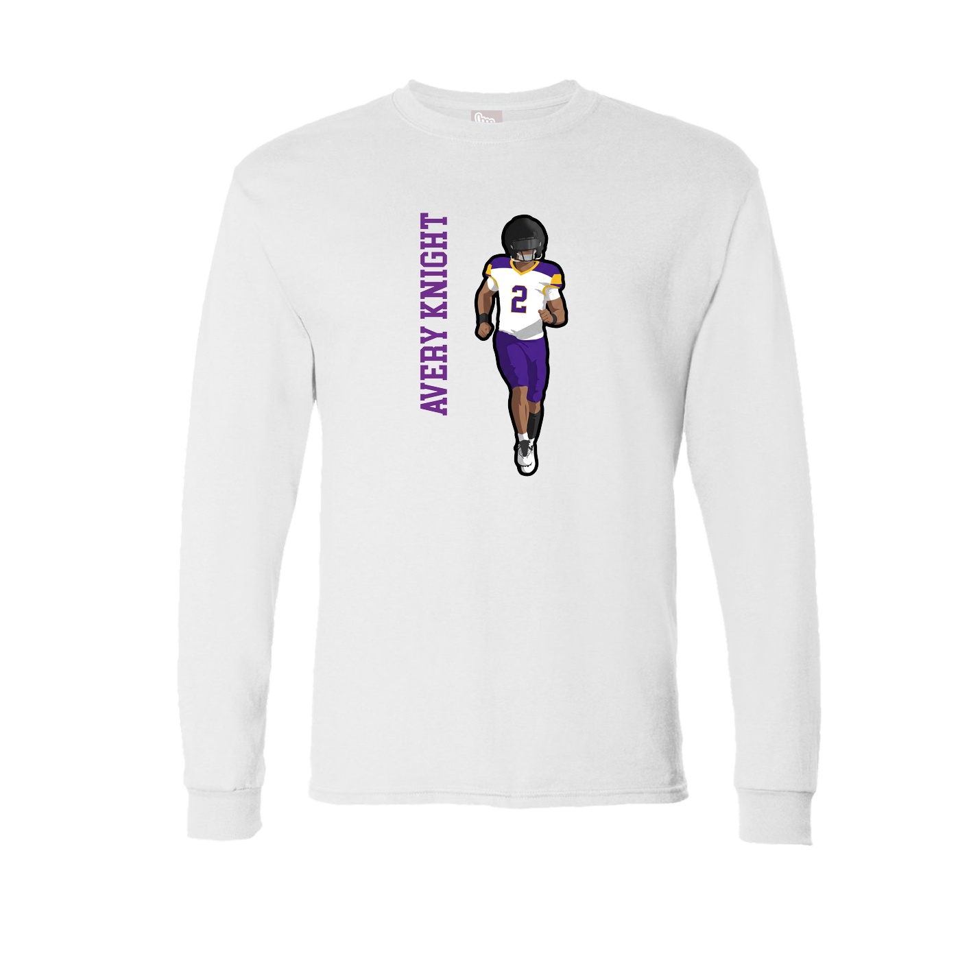 Long Sleeve Tee — Name Vertical in White