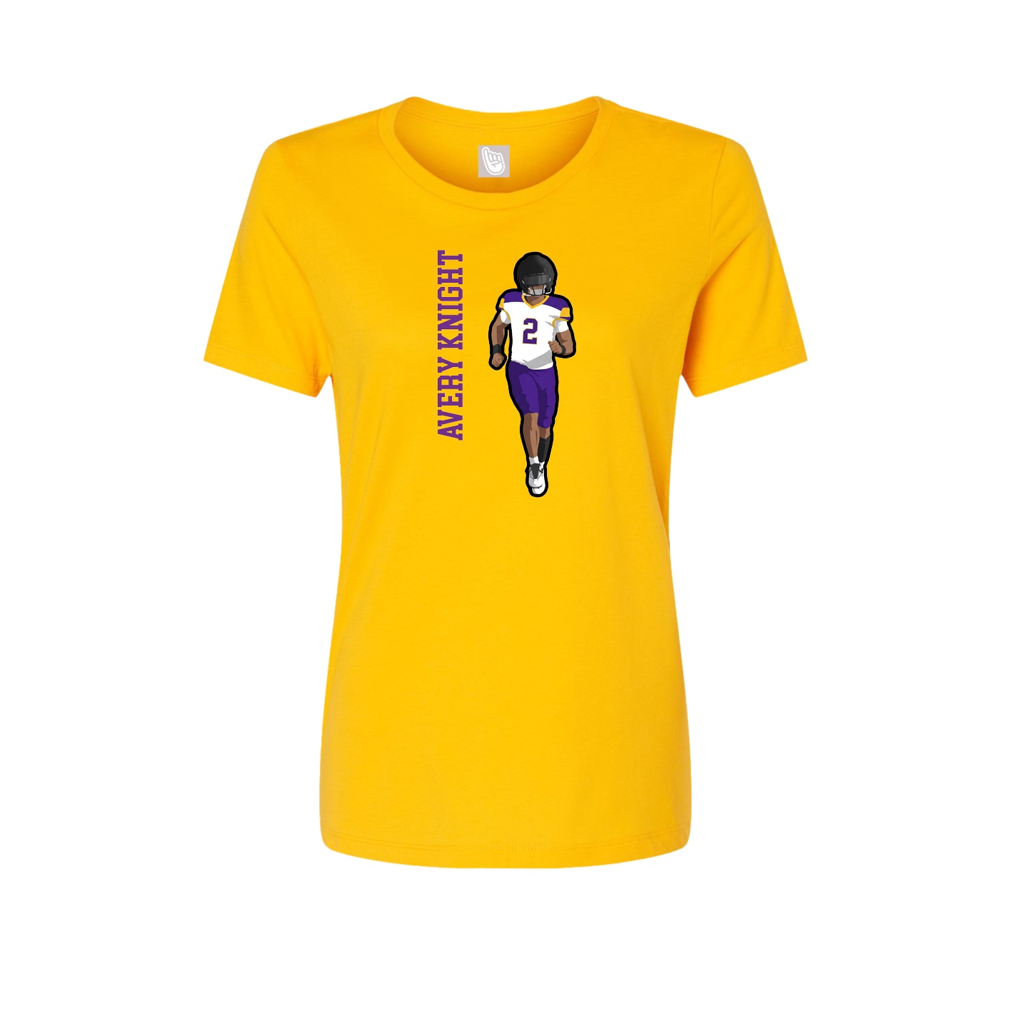 Womens Tee — Name Vertical in Gold