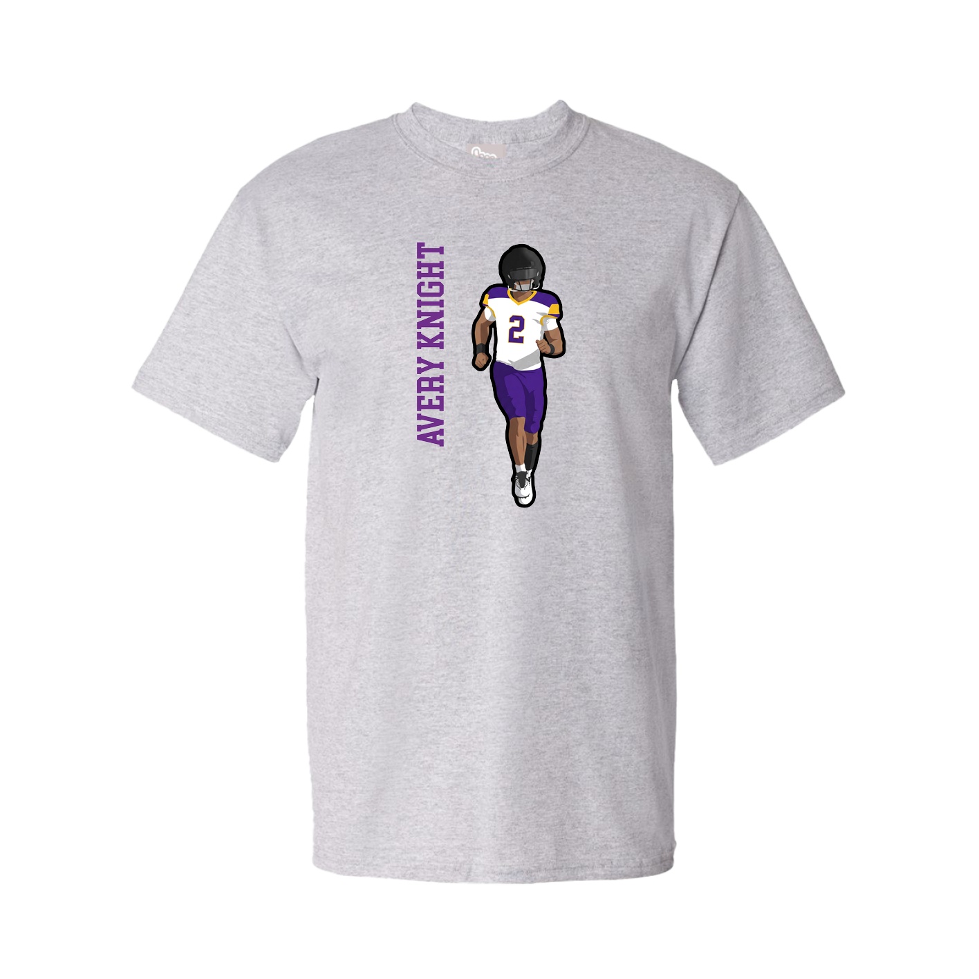 Youth Tee — Name Vertical in Grey