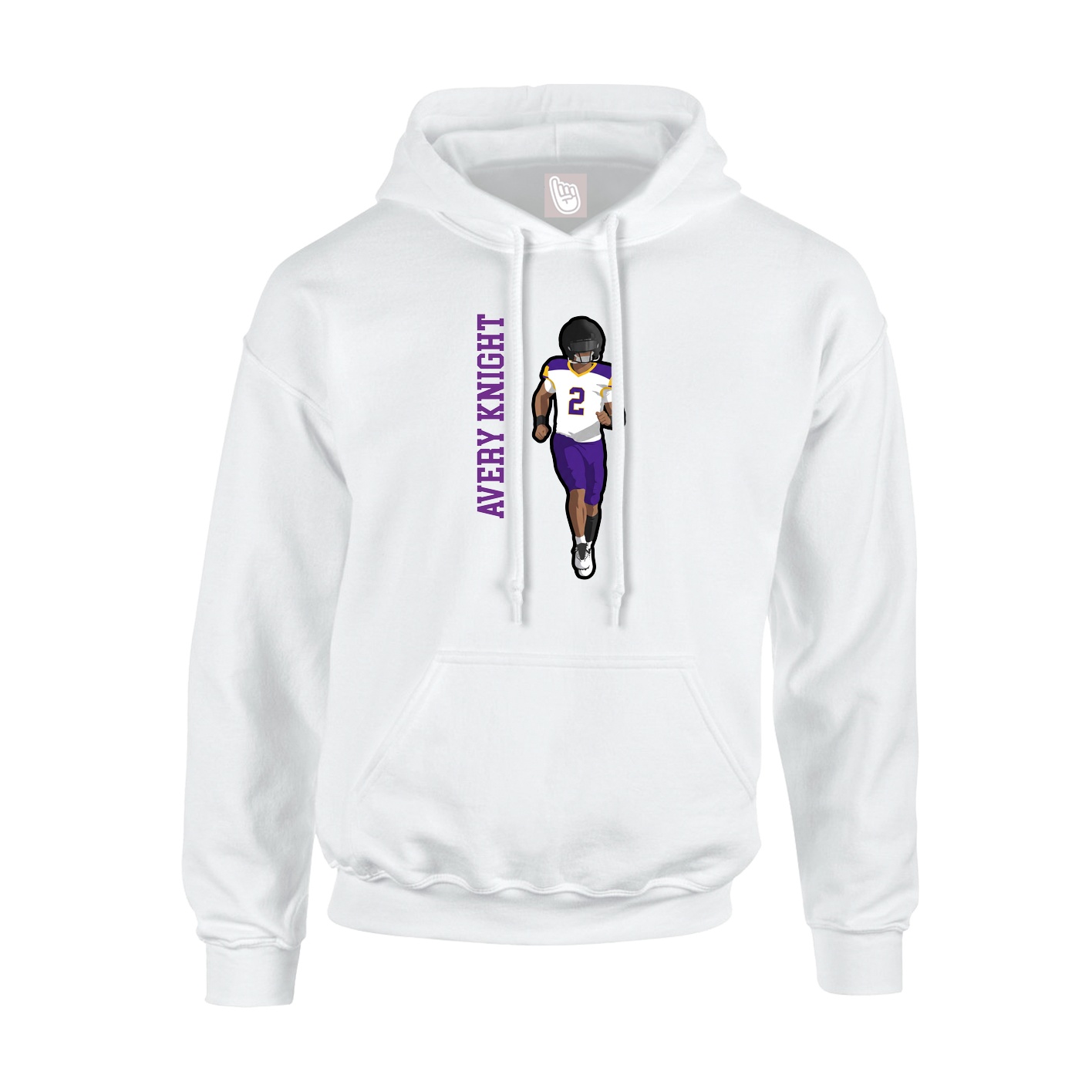 Youth Hoodie — Name Vertical in White