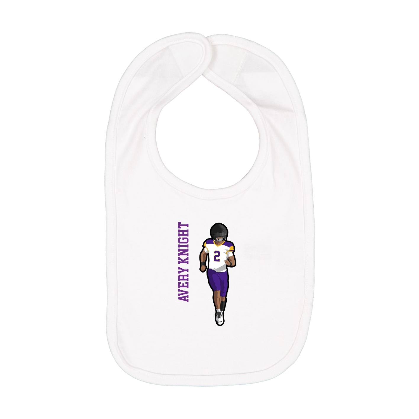 Infant Bib — Name Vertical in White