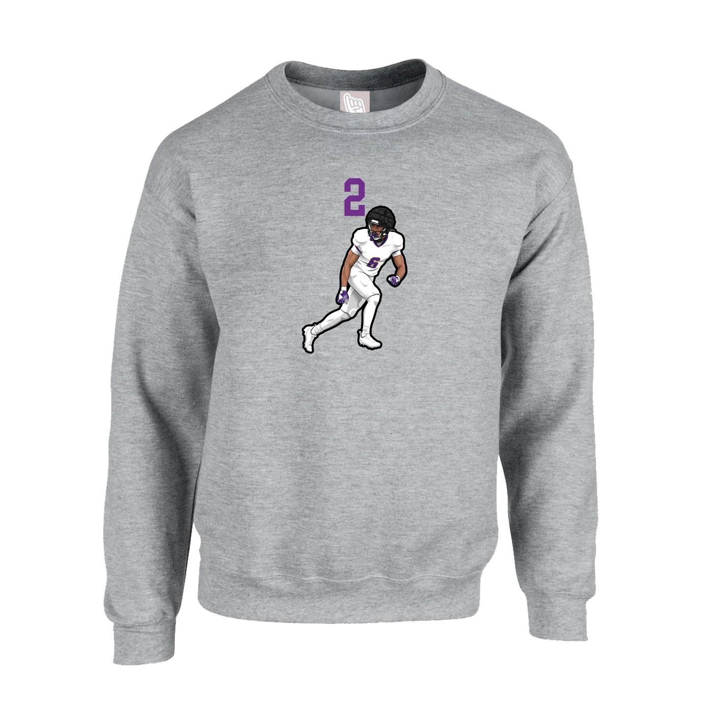 Fleece Crew — Number Top in Grey