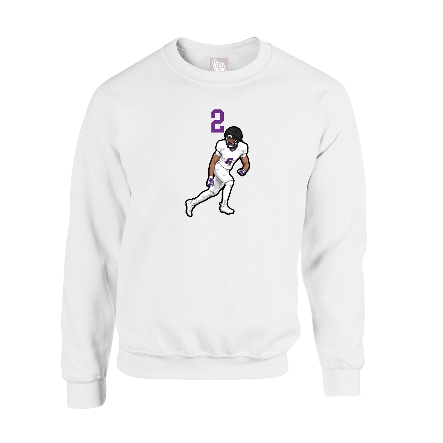 Fleece Crew — Number Top in White