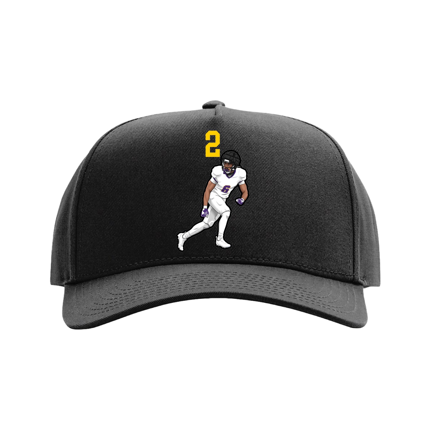 Full Fabric Five-Panel Champ Cap — Number Top in Black