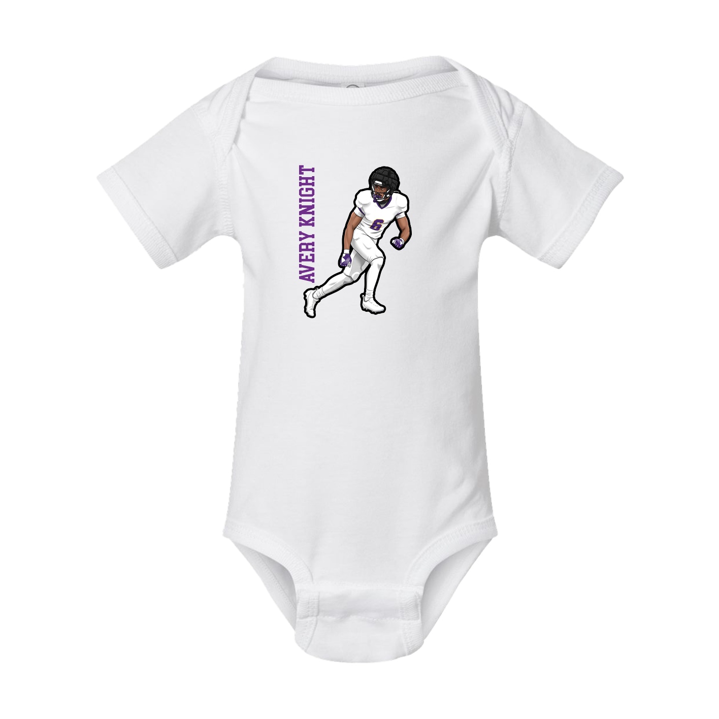 Baby Onesie — Name Vertical in White