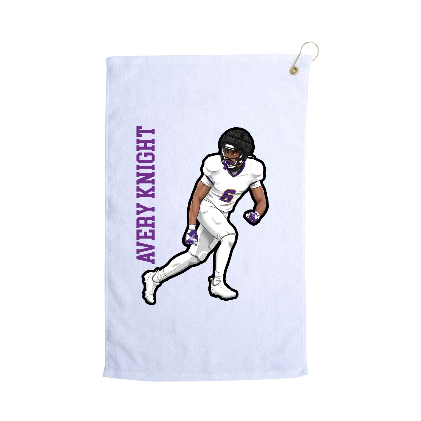 Golf Towel — Name Vertical in White