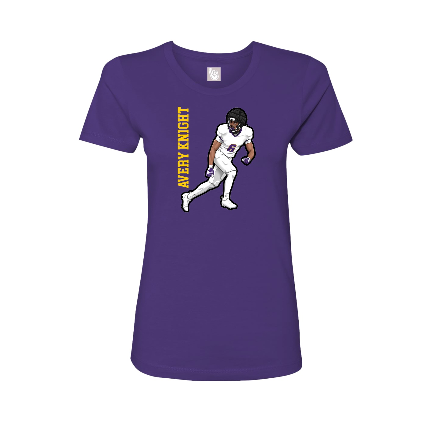 Womens Tee — Name Vertical in Purple