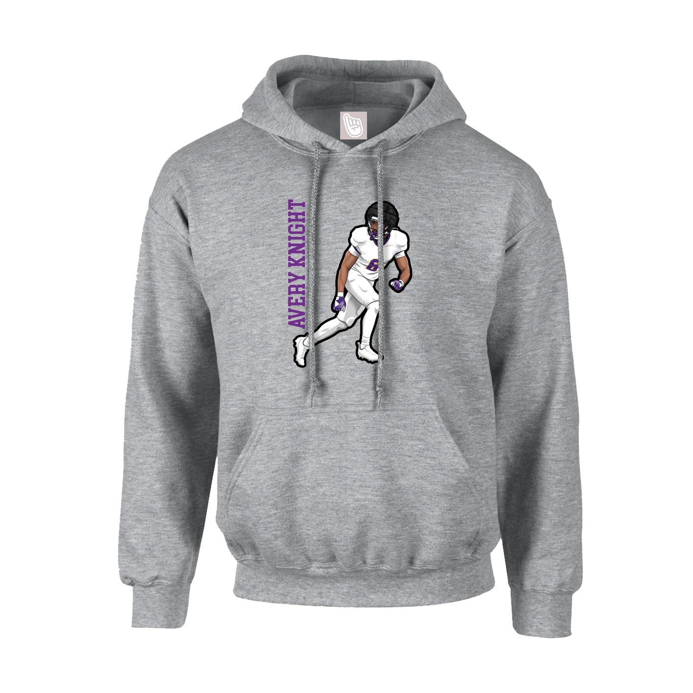 Hoodie — Name Vertical in Grey